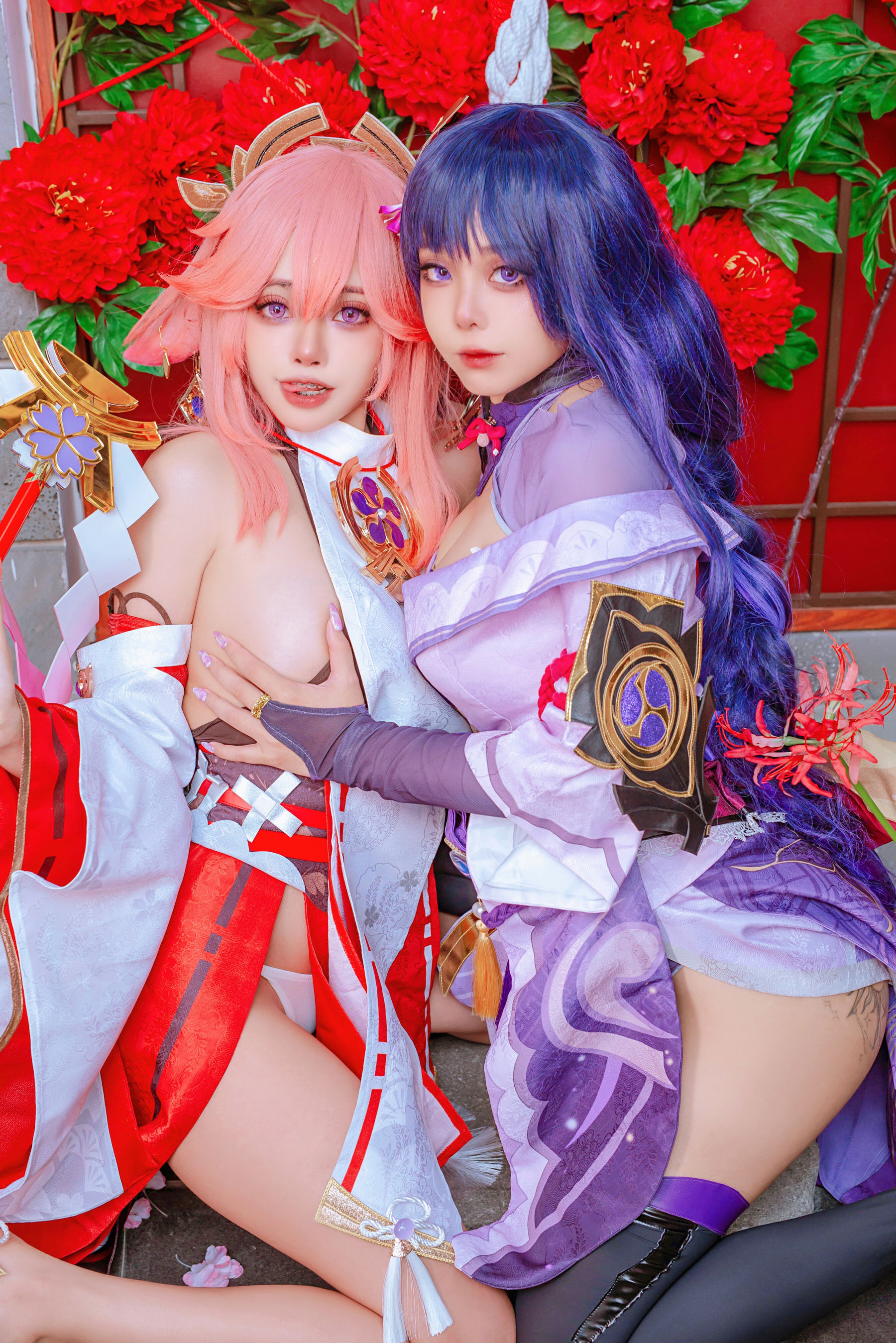 [福利COS] 日本性感萝莉Byoru&Yae Miko Raiden Shogun