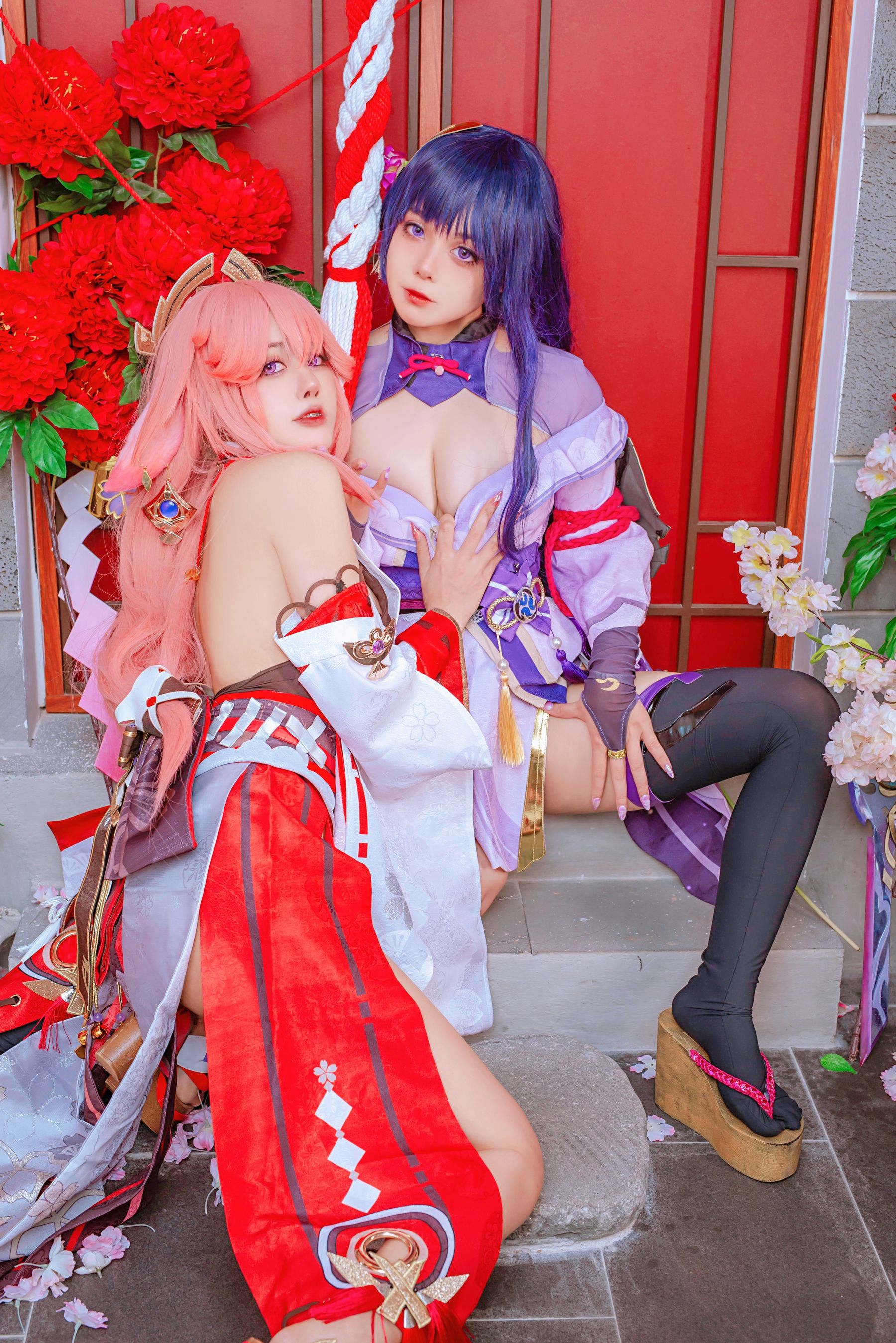 [福利COS] 日本性感萝莉Byoru&Yae Miko Raiden Shogun