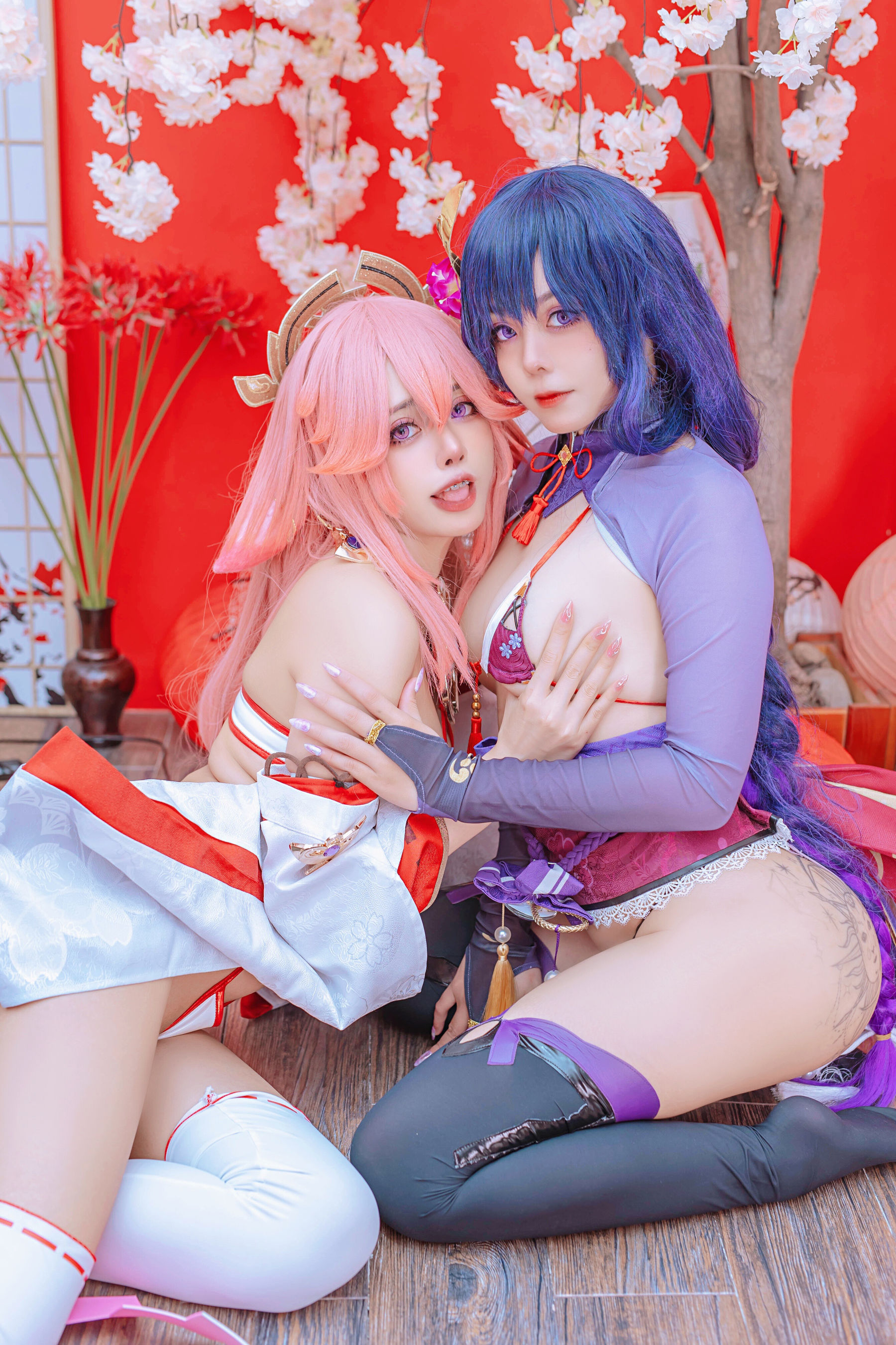 [福利COS] 日本性感萝莉Byoru&Yae Miko Raiden Shogun