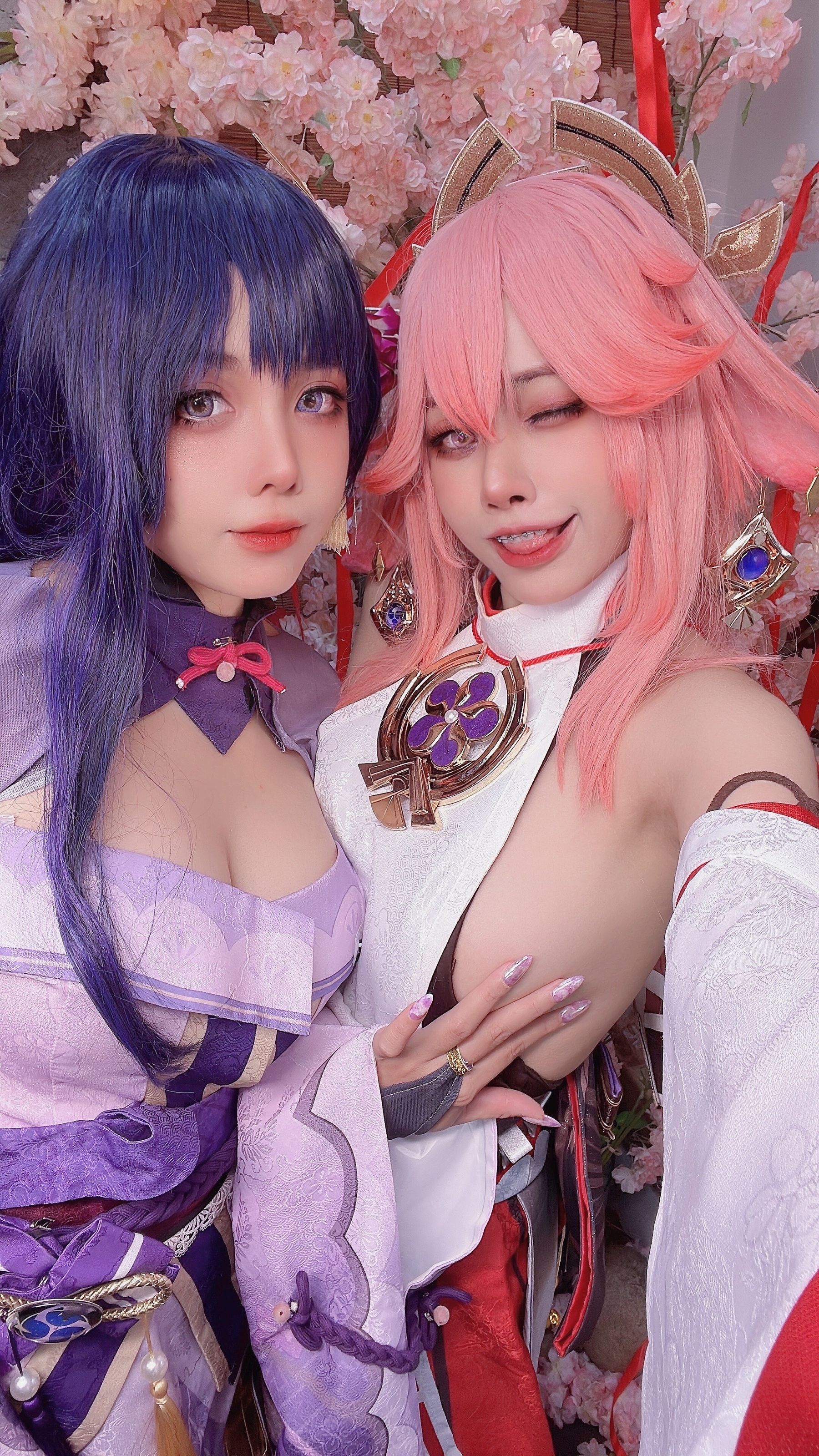 [福利COS] 日本性感萝莉Byoru&Yae Miko Raiden Shogun