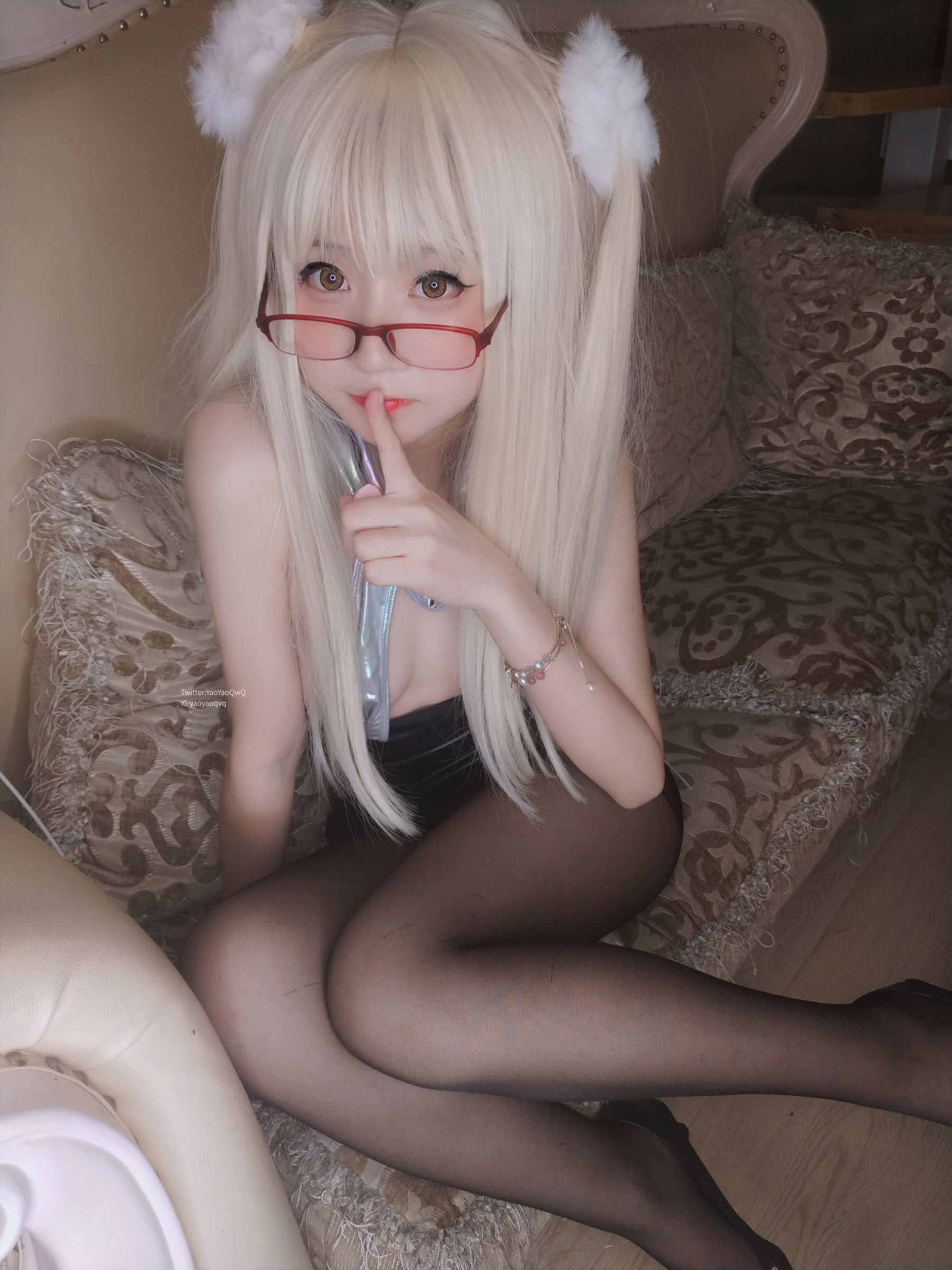 [福利COS] 萌妹子Coser摇摇乐yoyo fantia 黑丝猫女