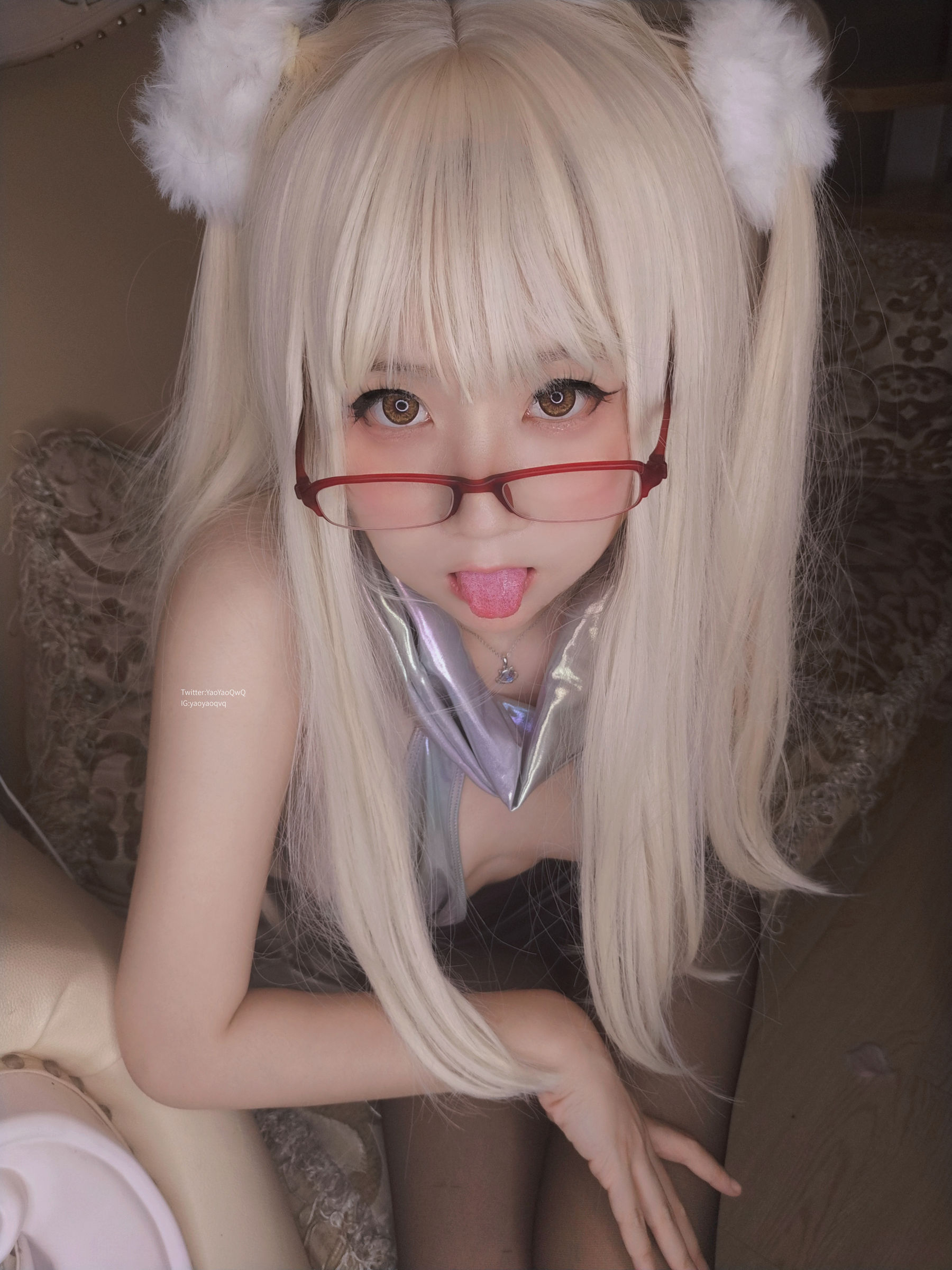 [福利COS] 萌妹子Coser摇摇乐yoyo fantia 黑丝猫女
