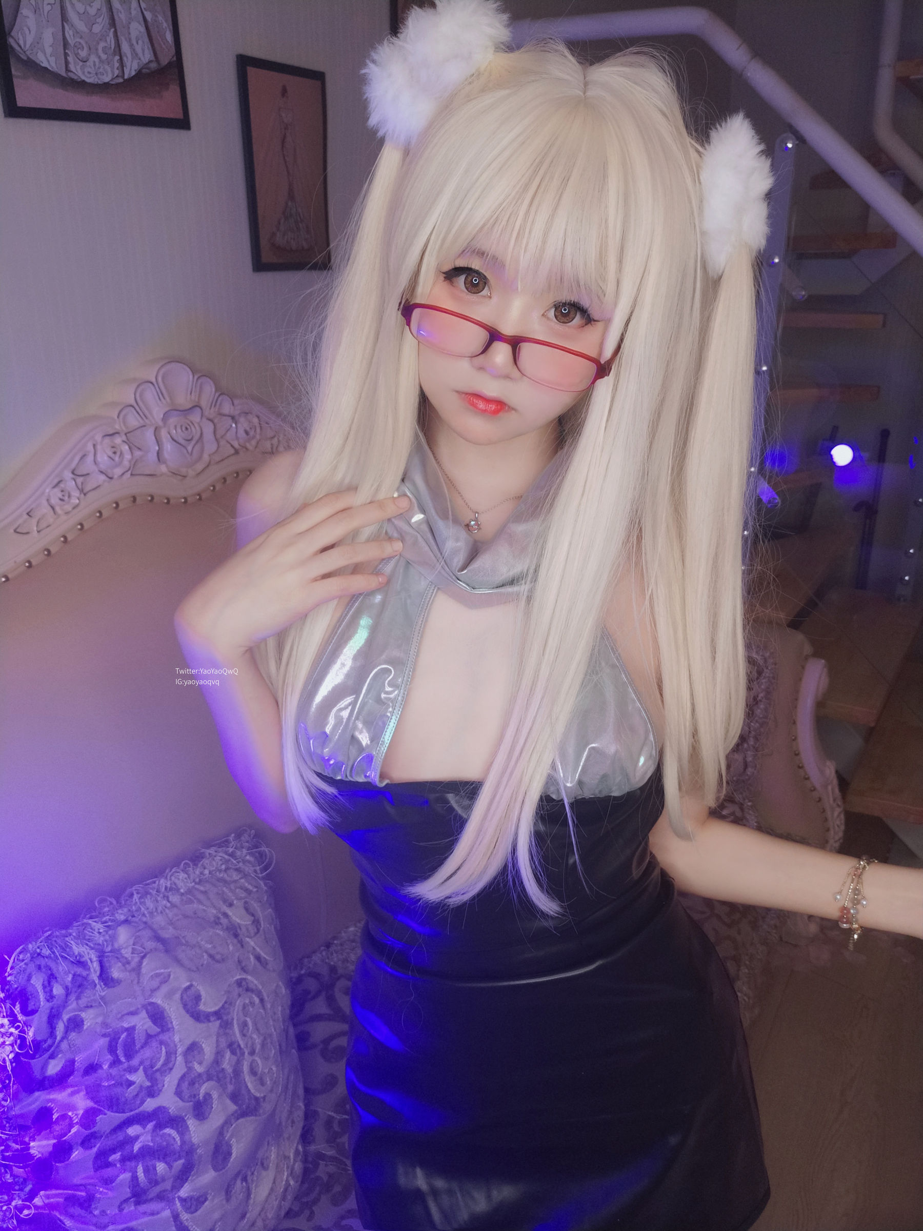 [福利COS] 萌妹子Coser摇摇乐yoyo fantia 黑丝猫女