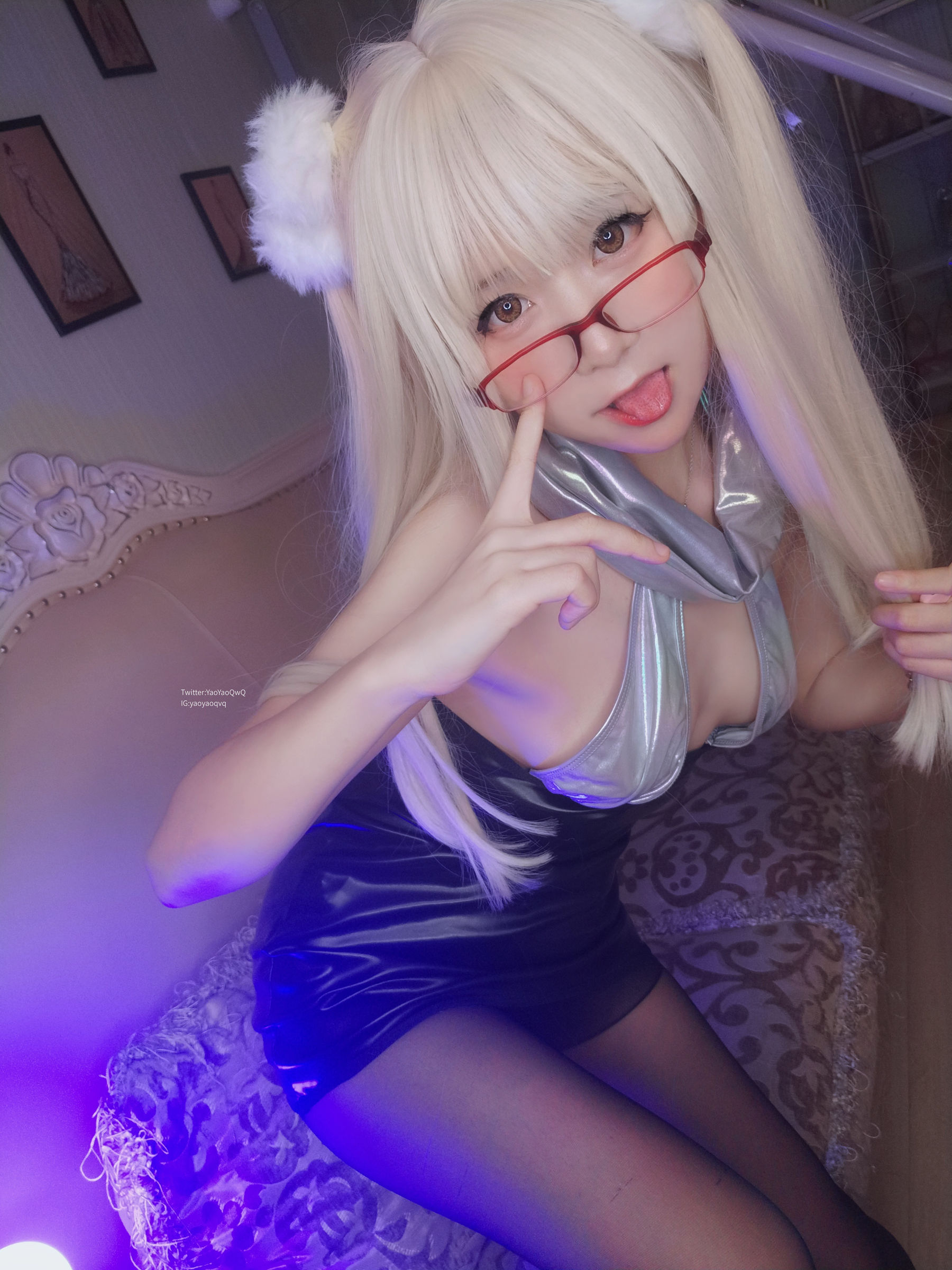 [福利COS] 萌妹子Coser摇摇乐yoyo fantia 黑丝猫女