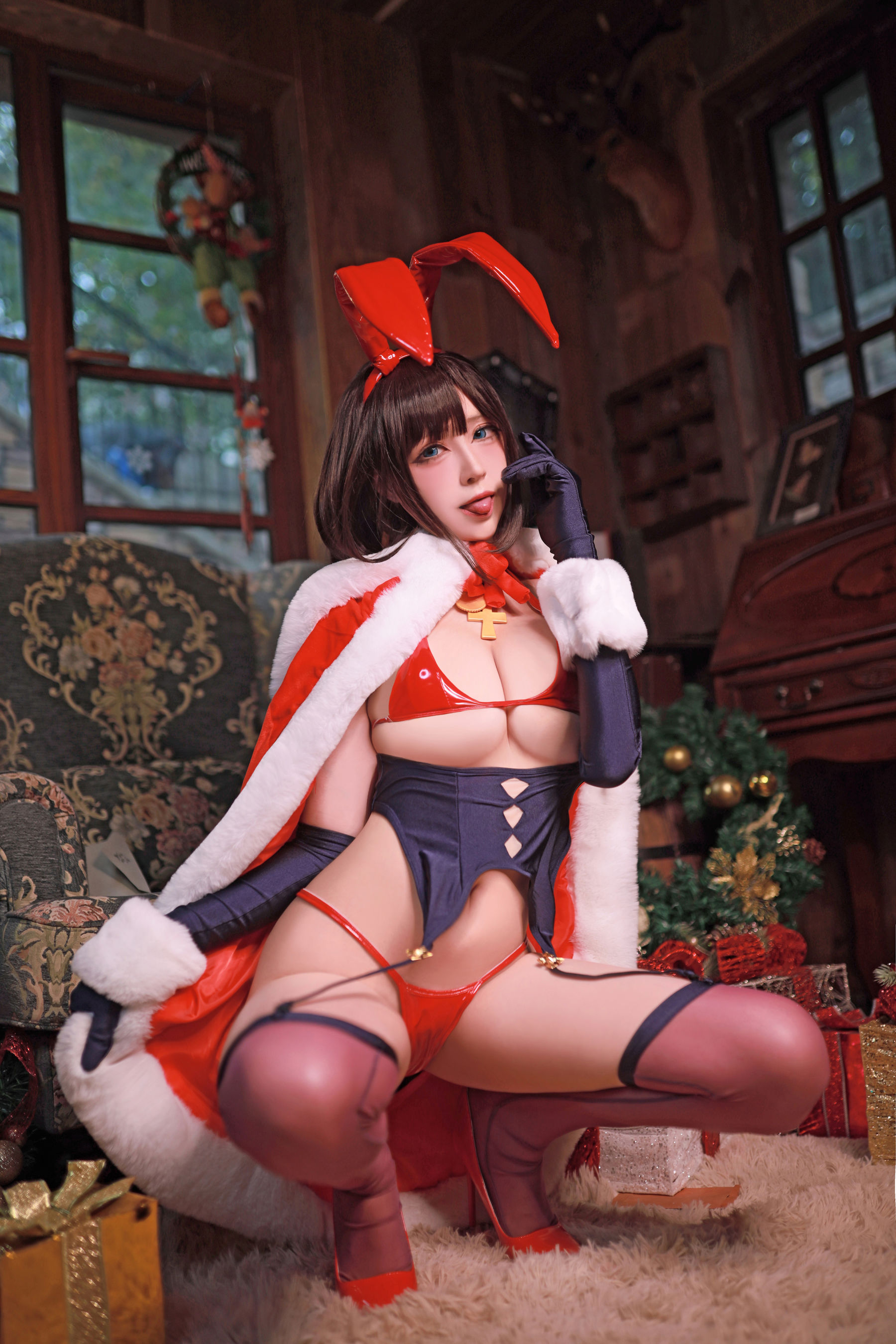 [福利COS] 黑白御猫 - 魔太郎圣诞兔子