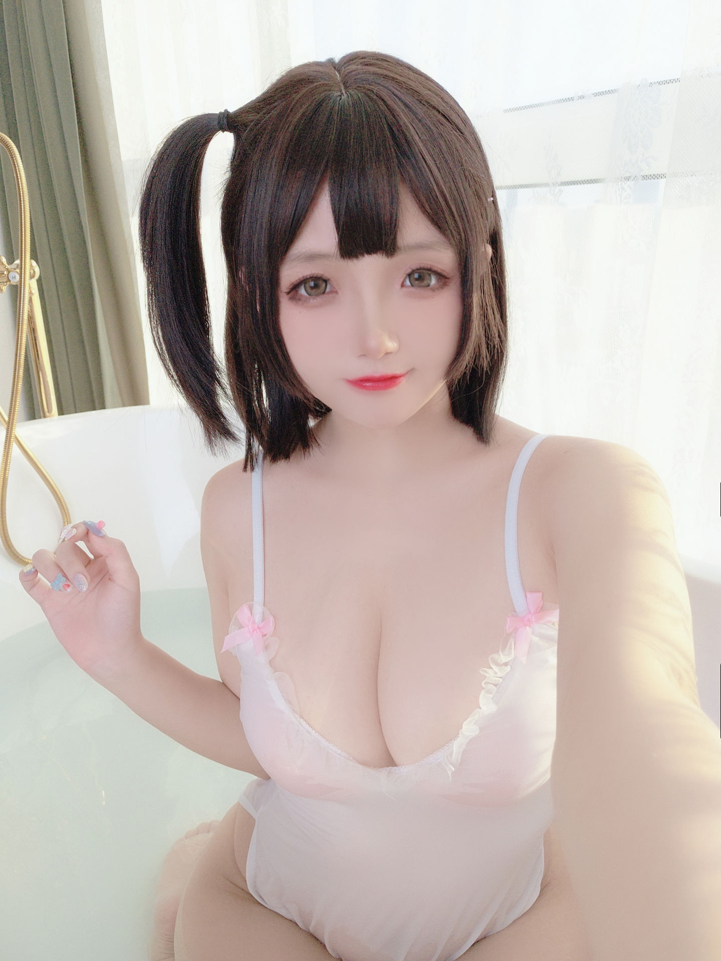 [福利COS] Cosplay日奈娇 - 湿身小白裙