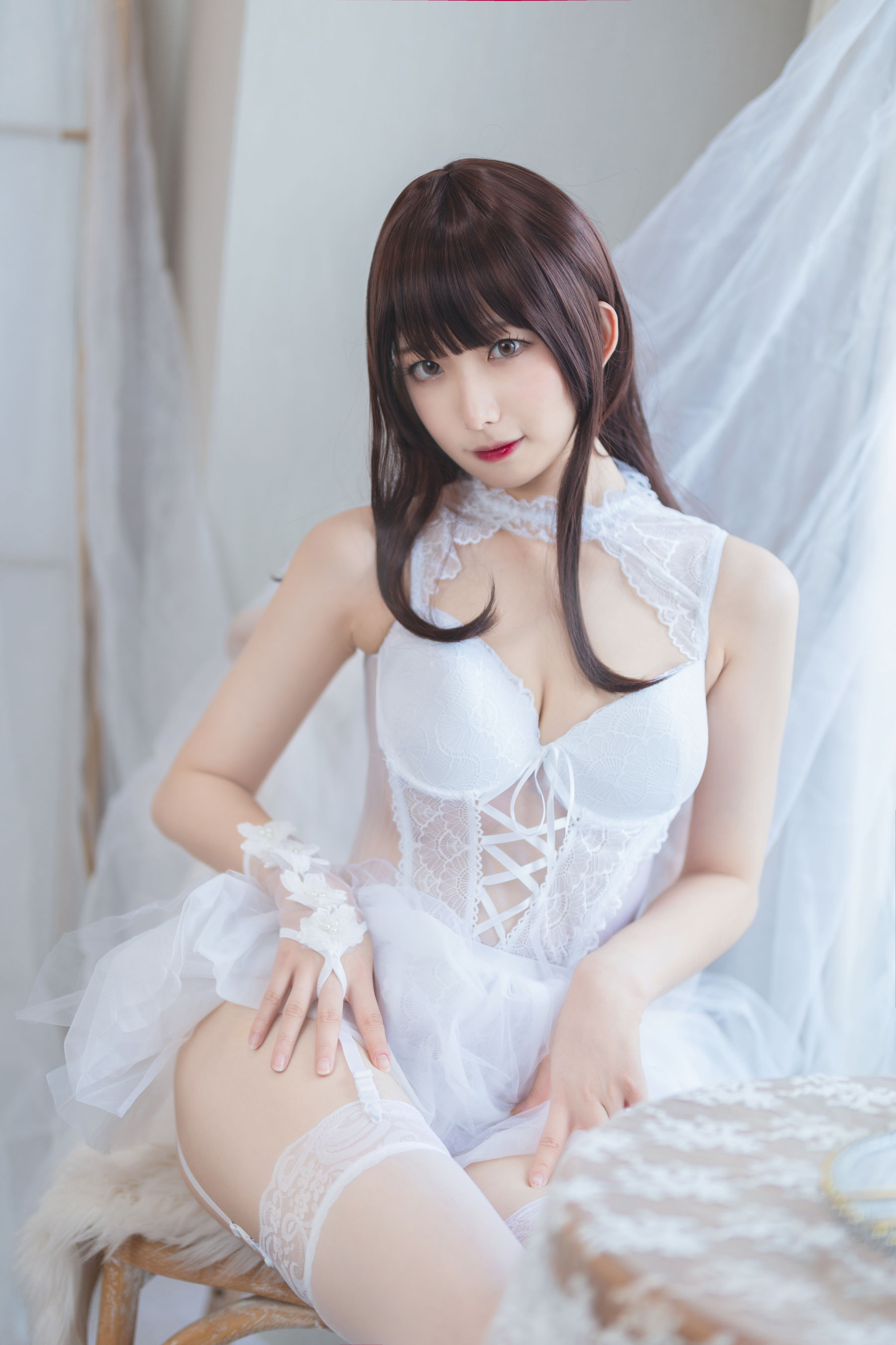 [福利COS] 动漫博主封疆疆v - 白色纱裙