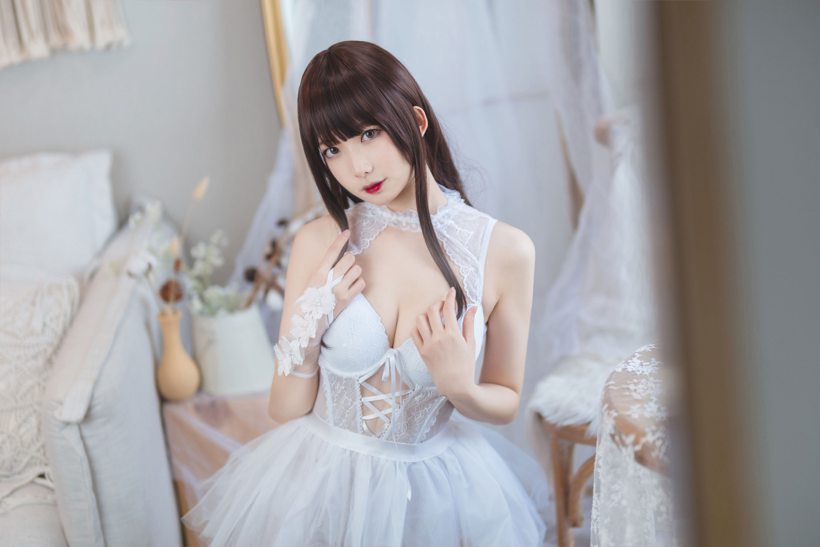 [福利COS] 动漫博主封疆疆v - 白色纱裙