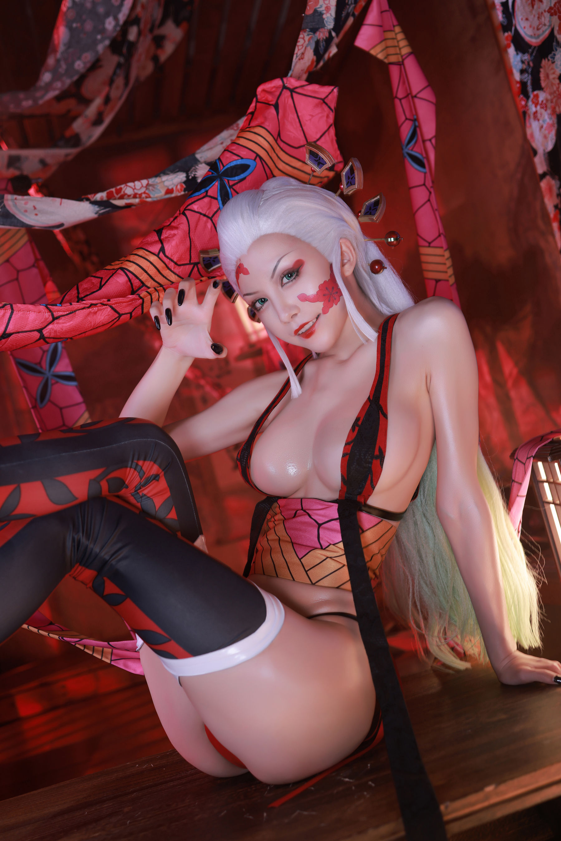 [福利COS] 动漫博主水淼aqua - 鬼灭之刃 上弦陆堕姬