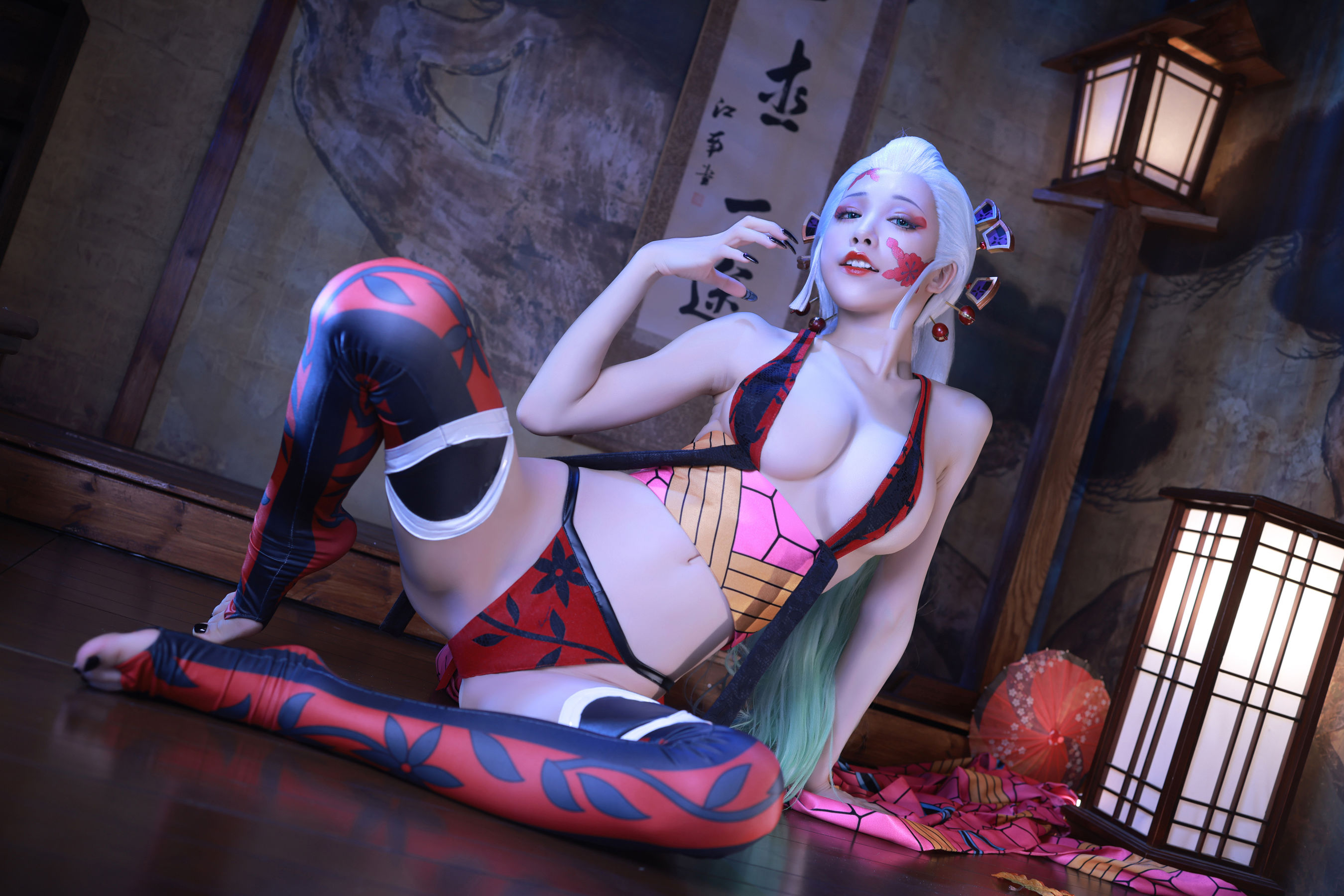 [福利COS] 动漫博主水淼aqua - 鬼灭之刃 上弦陆堕姬