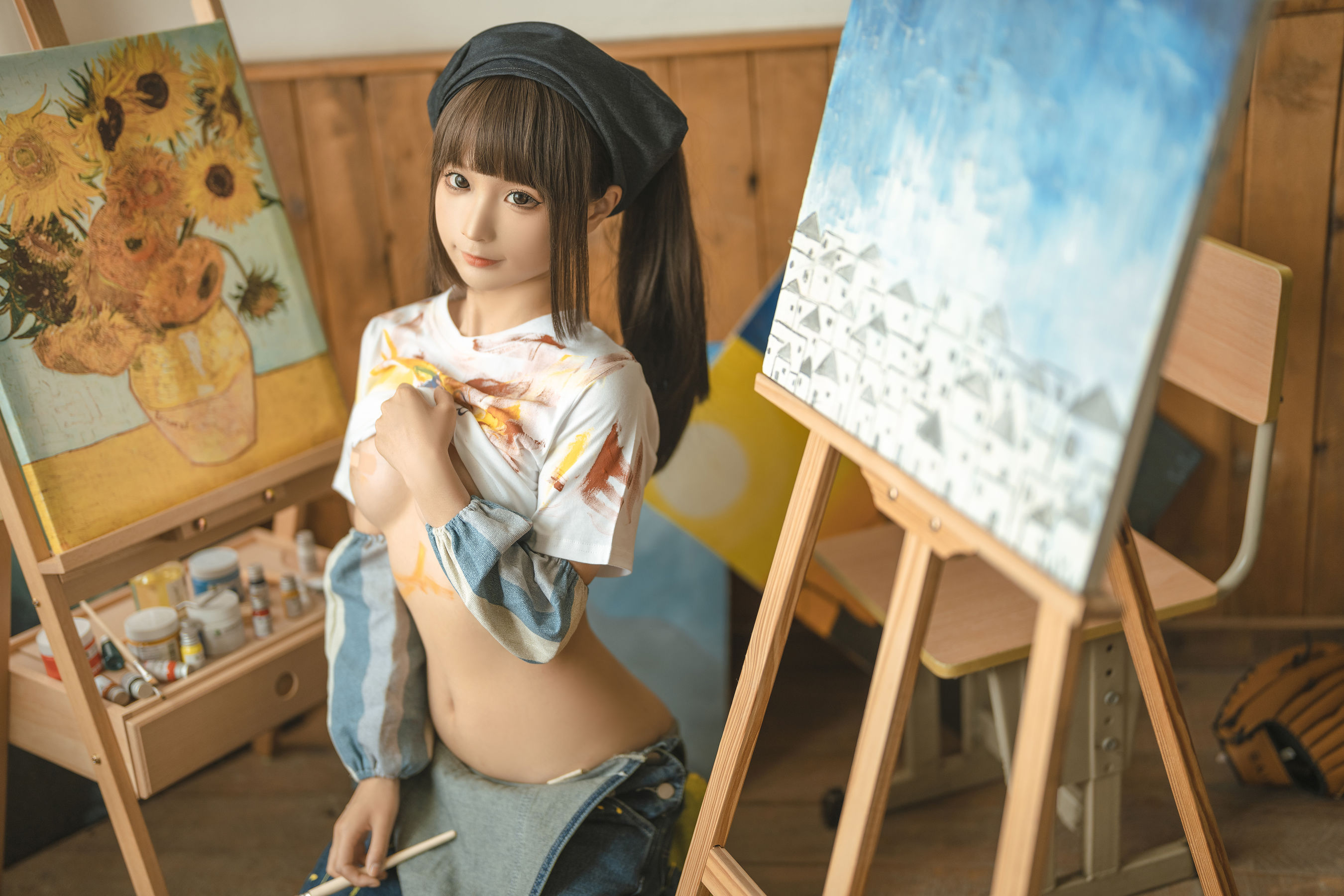 [福利COS] 动漫博主蠢沫沫 - 小画家