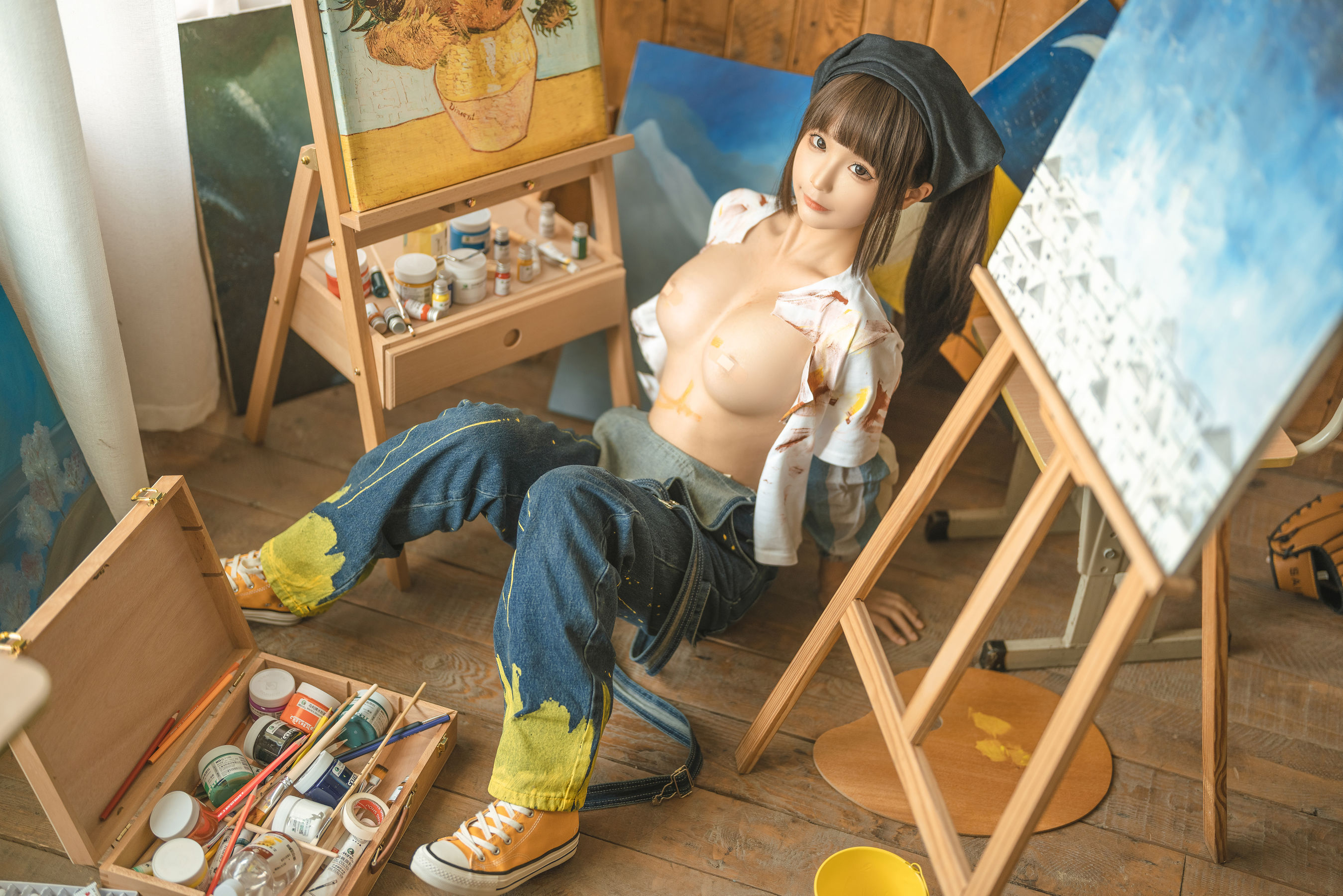 [福利COS] 动漫博主蠢沫沫 - 小画家