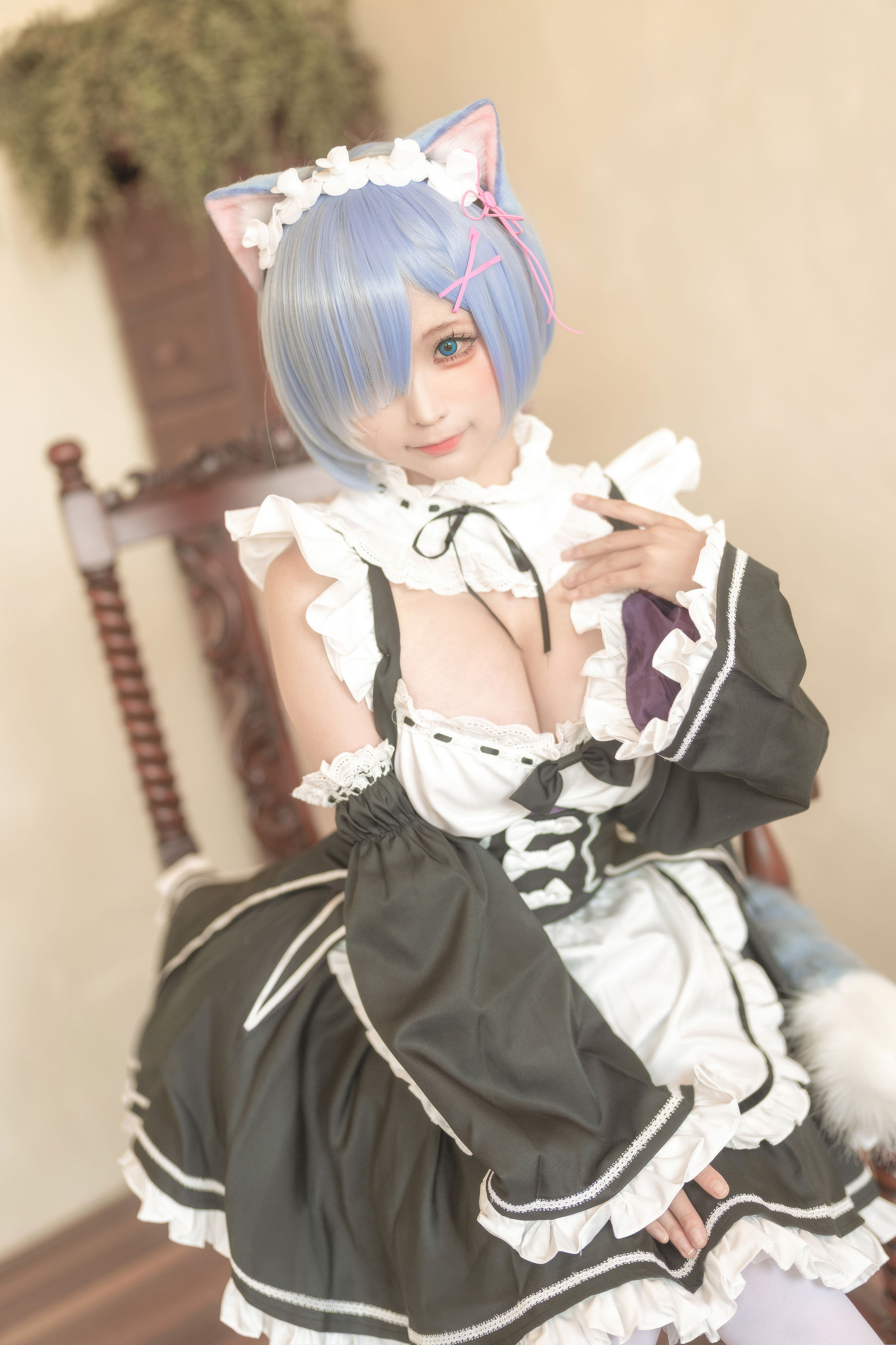 [福利COS] 动漫博主蠢沫沫 - 猫耳雷姆