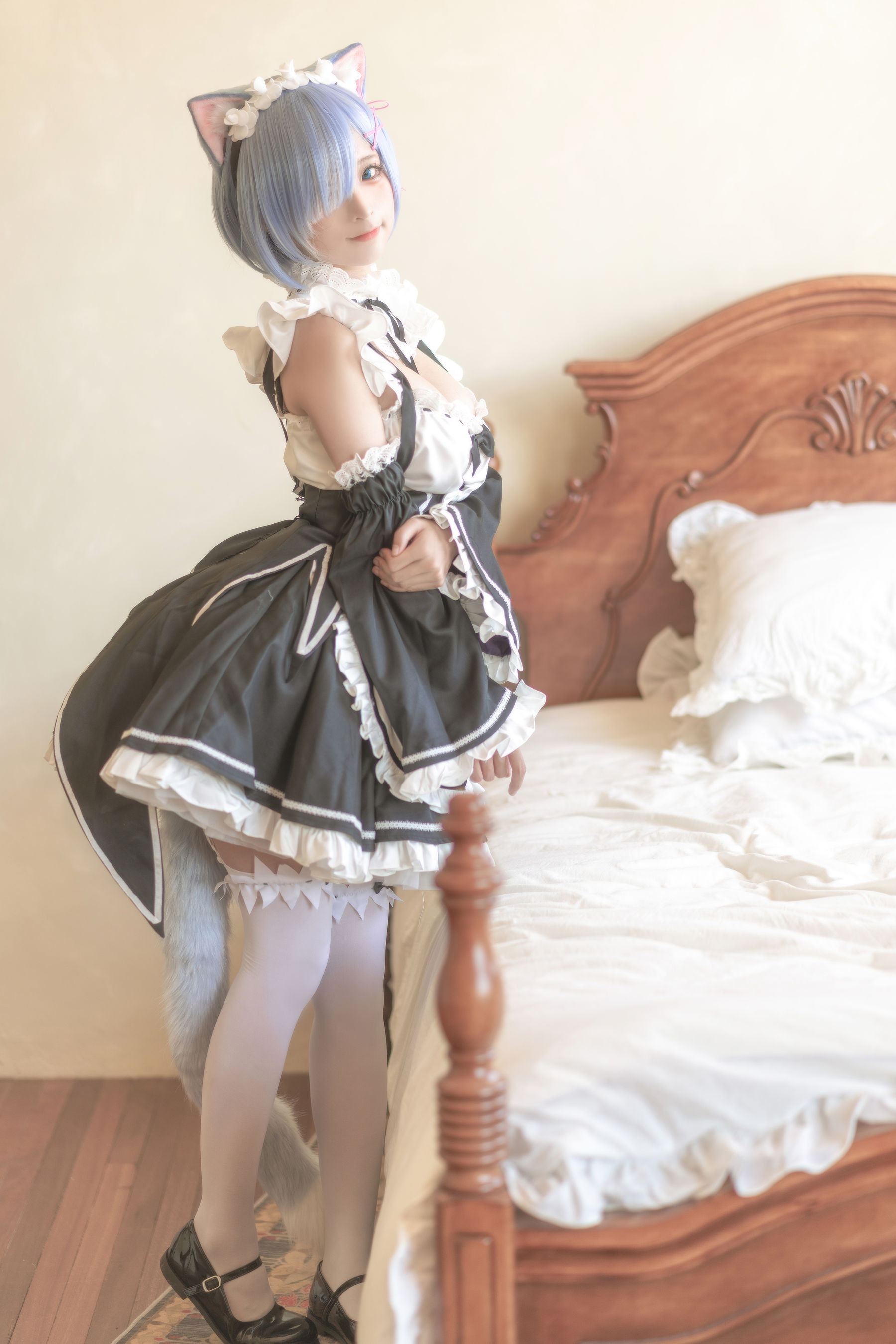 [福利COS] 动漫博主蠢沫沫 - 猫耳雷姆