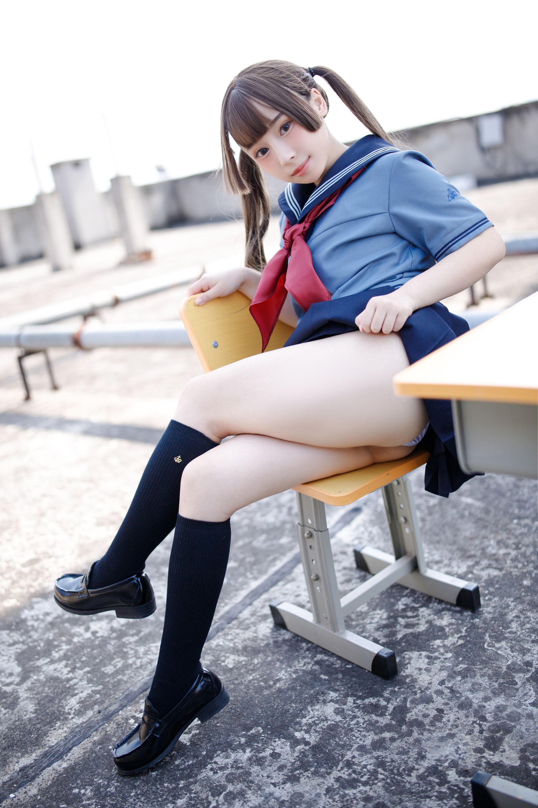 [福利COS] 胡桃猫Kurumineko - 天台的爱之告白