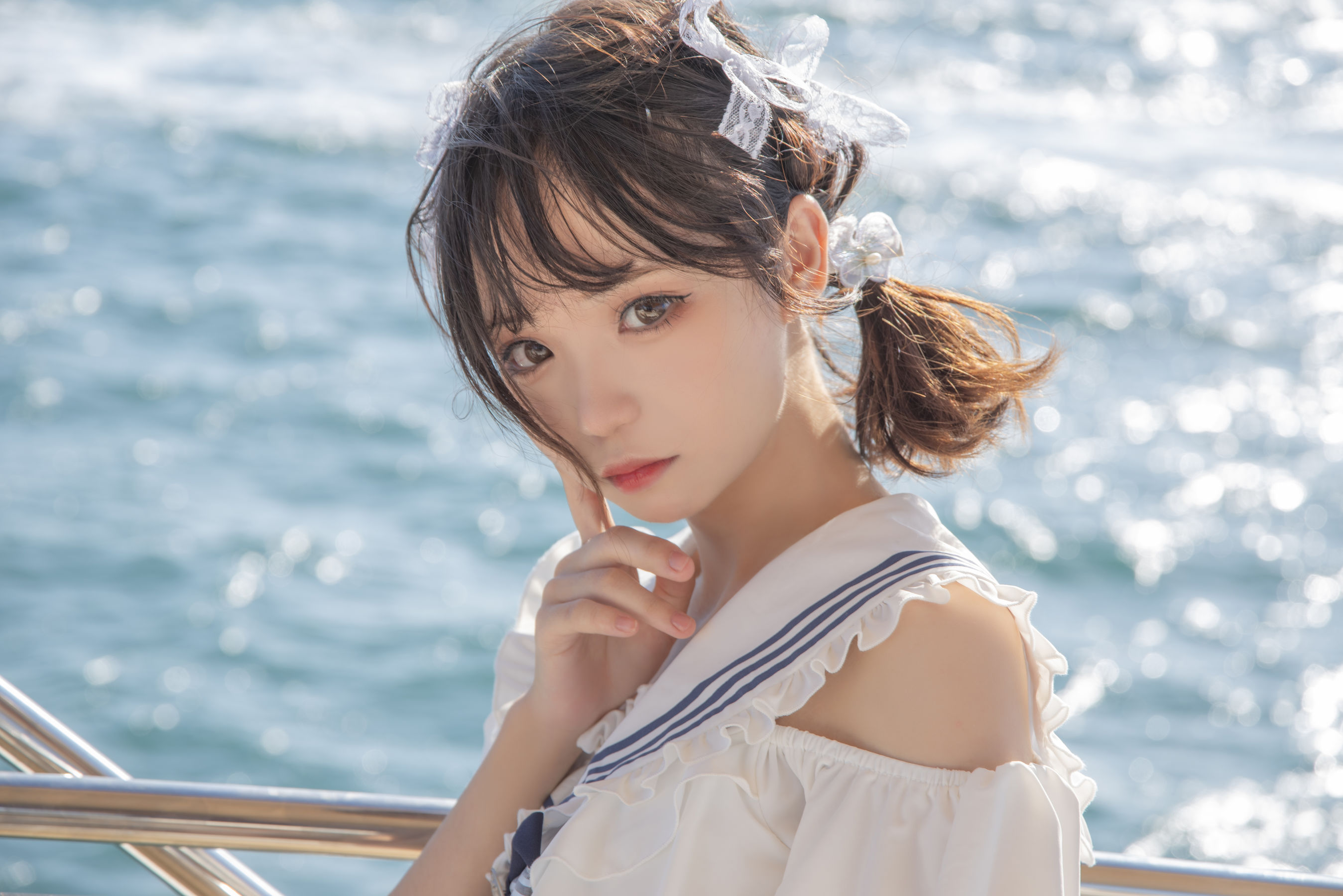 [福利COS] 花柒Hana - 三亚熊之海军风泳装