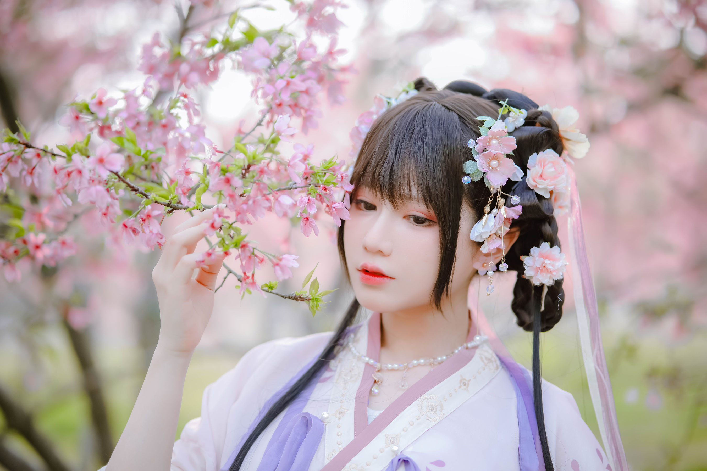 [福利COS] 萌妹子Nyako喵子 - 樱花汉服 花神祈愿