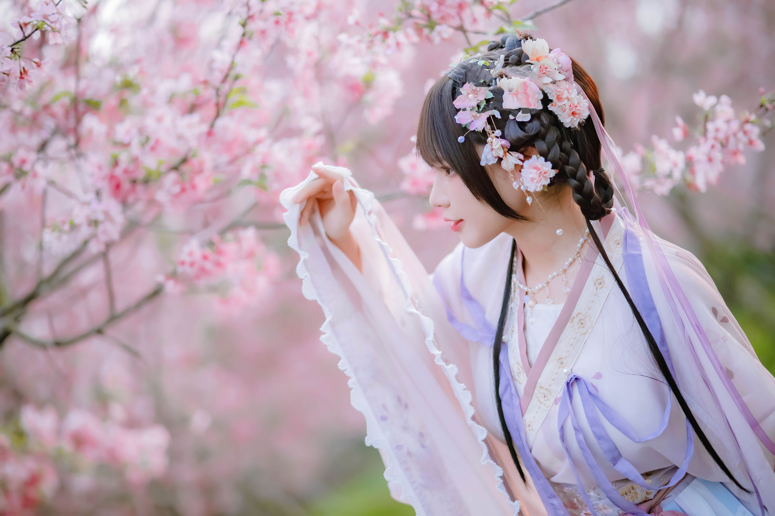 [福利COS] 萌妹子Nyako喵子 - 樱花汉服 花神祈愿