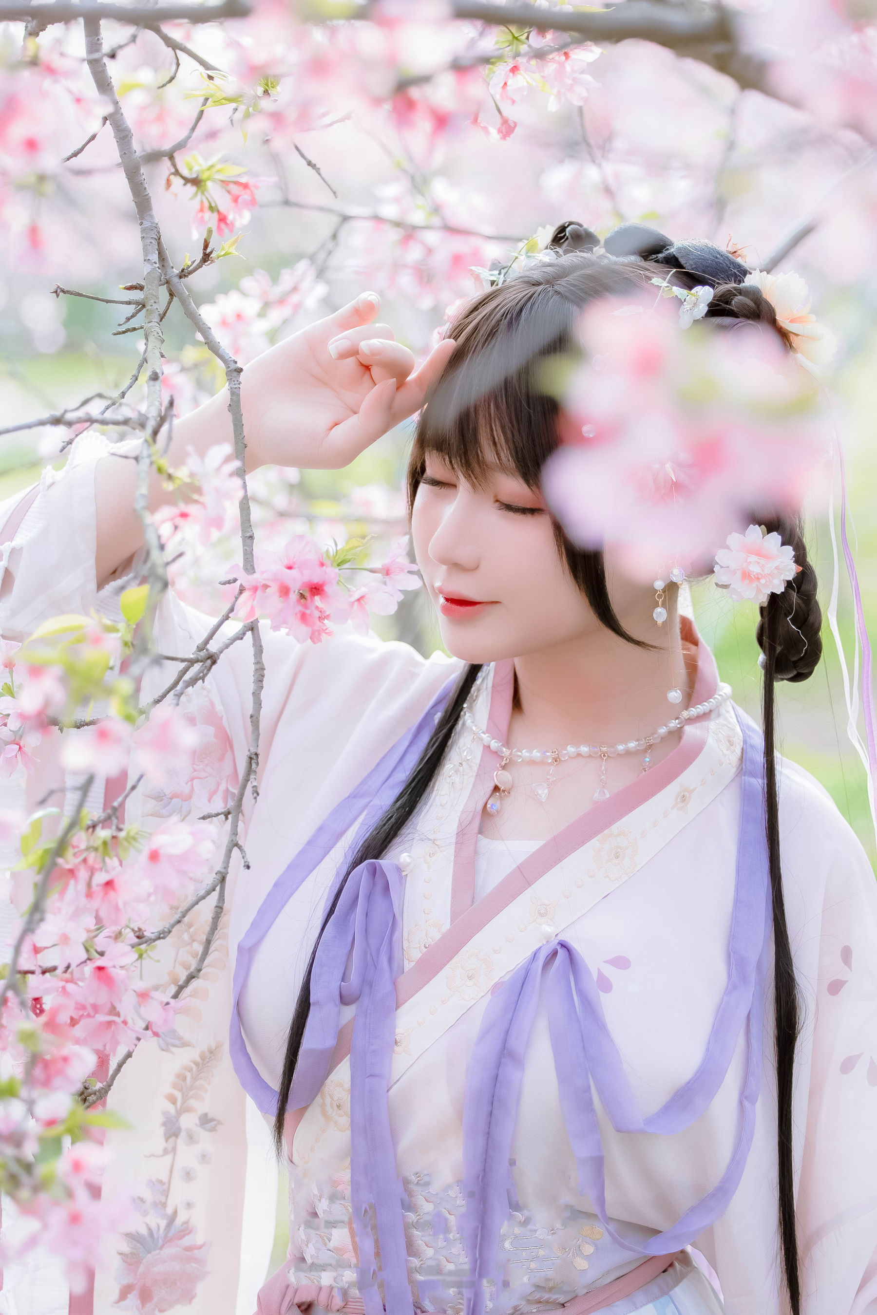 [福利COS] 萌妹子Nyako喵子 - 樱花汉服 花神祈愿