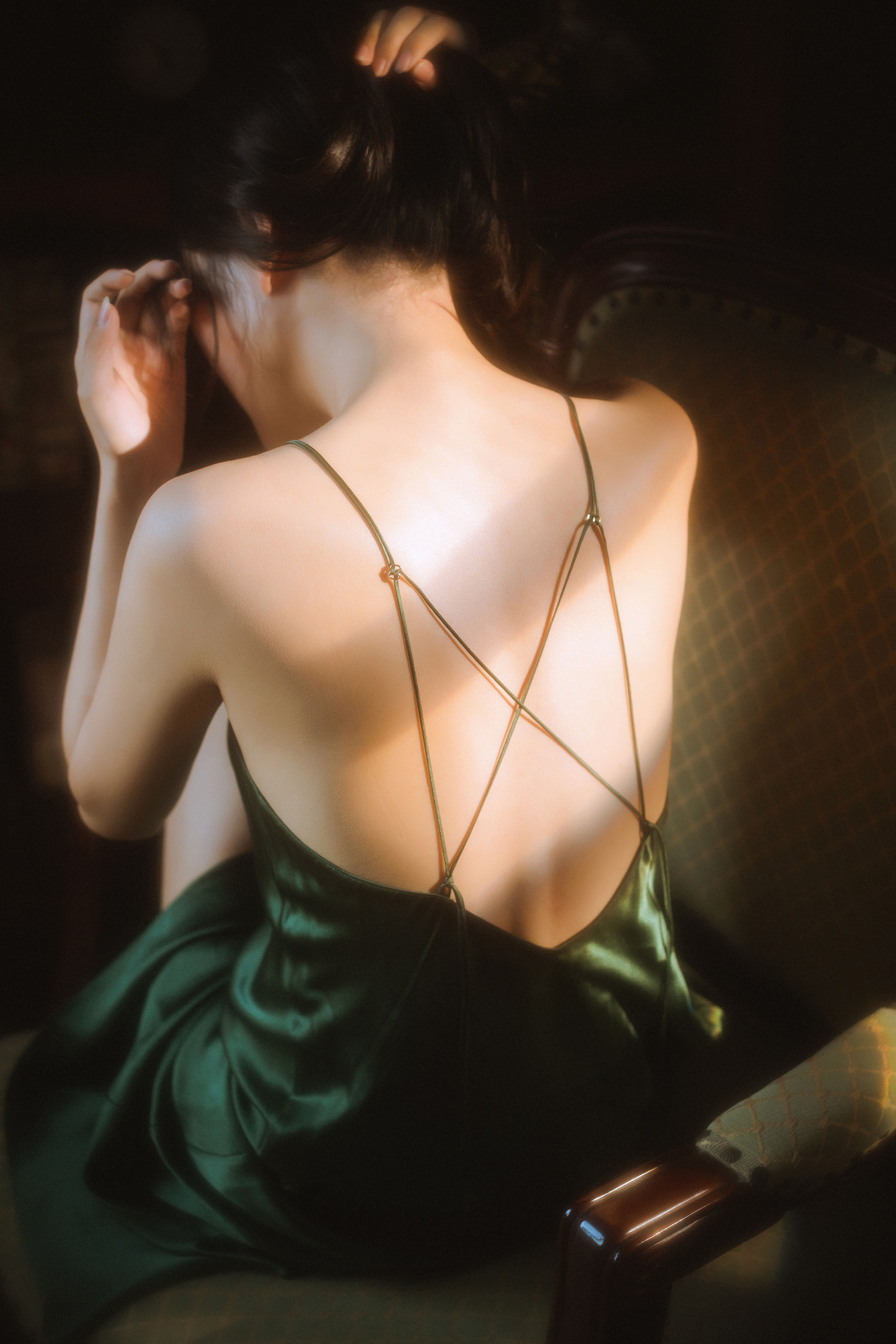 [网红COSER] 香草喵露露写真 - 杨枝甘露 绿色连衣裙