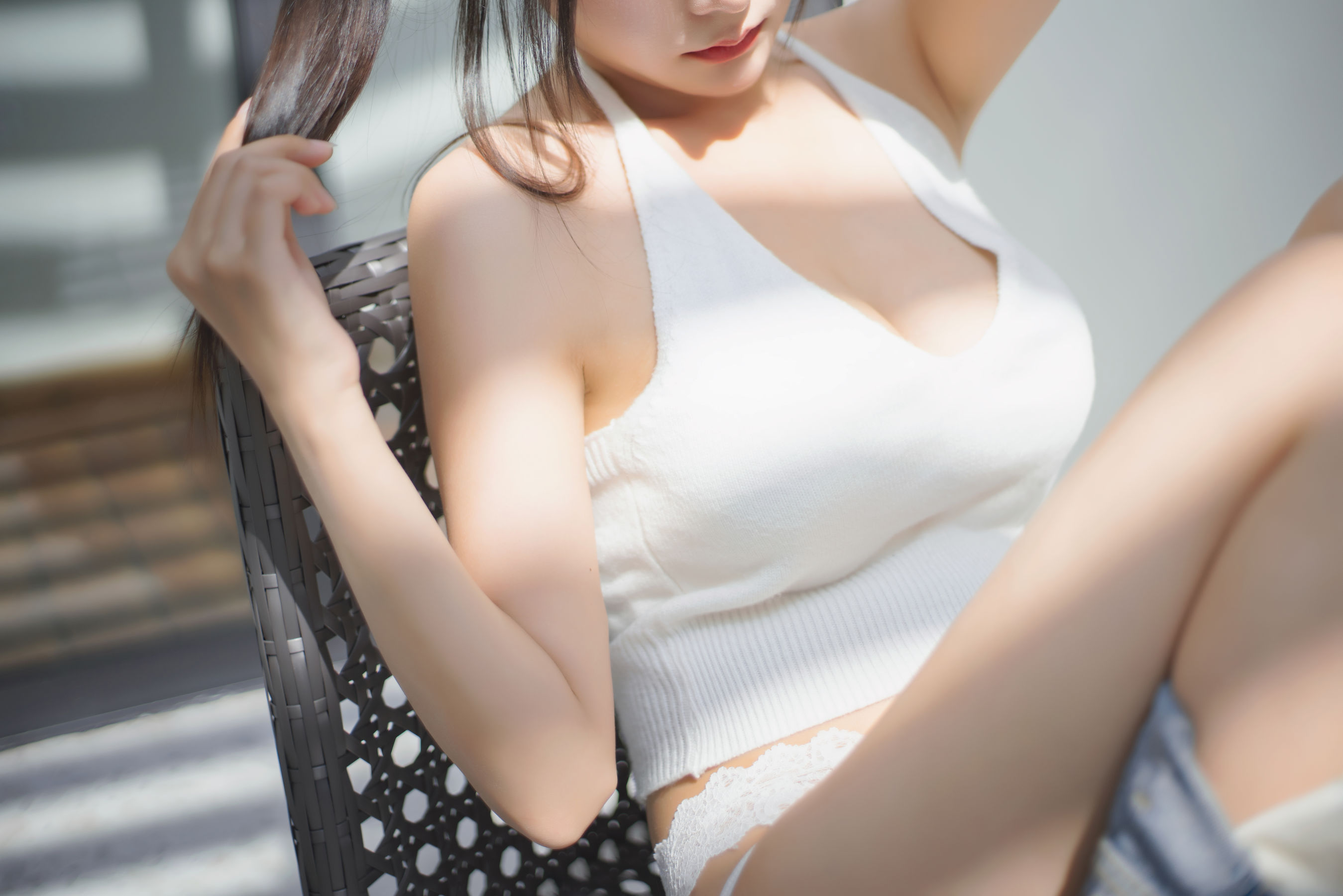 [网红COSER] 香草喵露露写真 - 杨枝甘露 背心牛仔背带裤