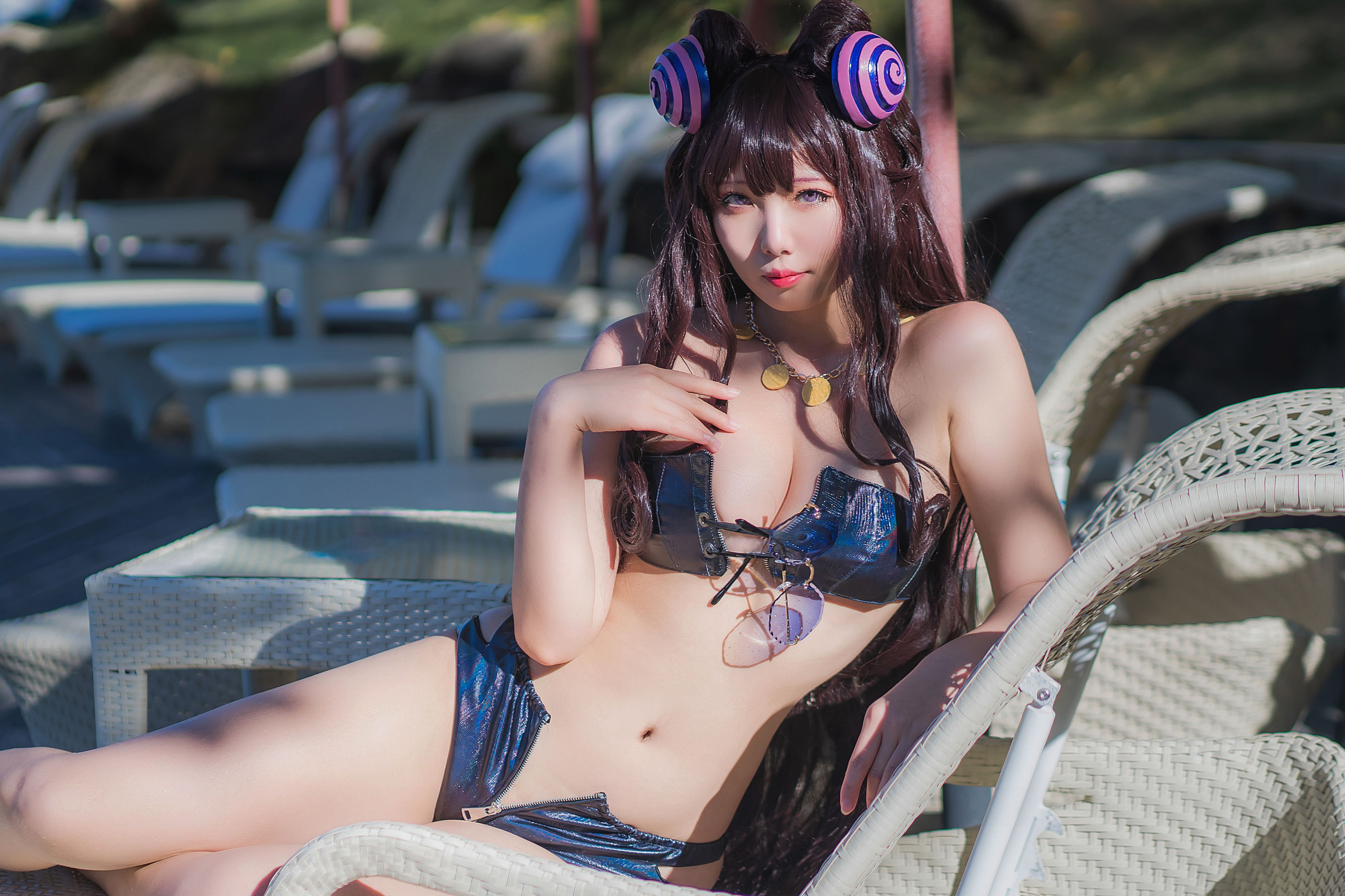 [福利COS] 动漫博主墨玉-M - 紫式部泳装