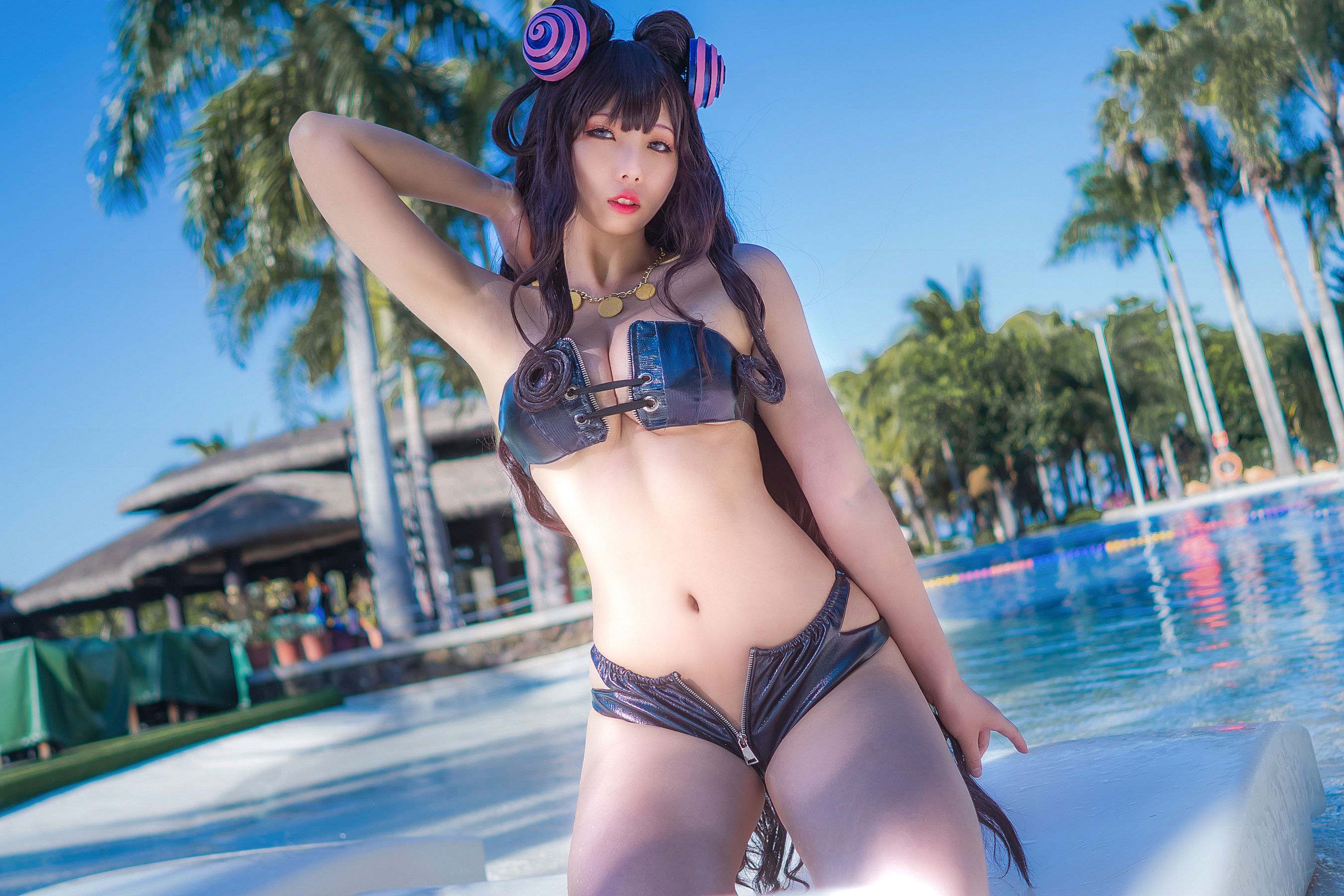 [福利COS] 动漫博主墨玉-M - 紫式部泳装