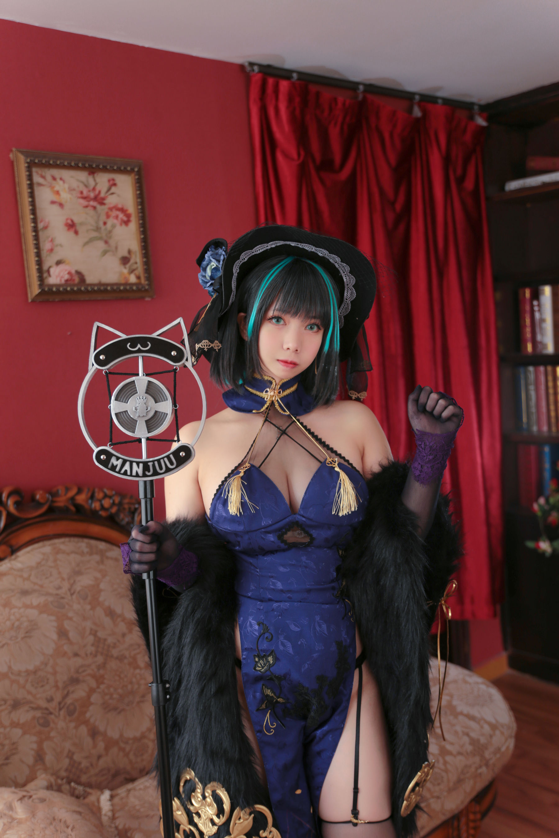 [福利COS] Meroko_魅瞳 - 柴郡旗袍