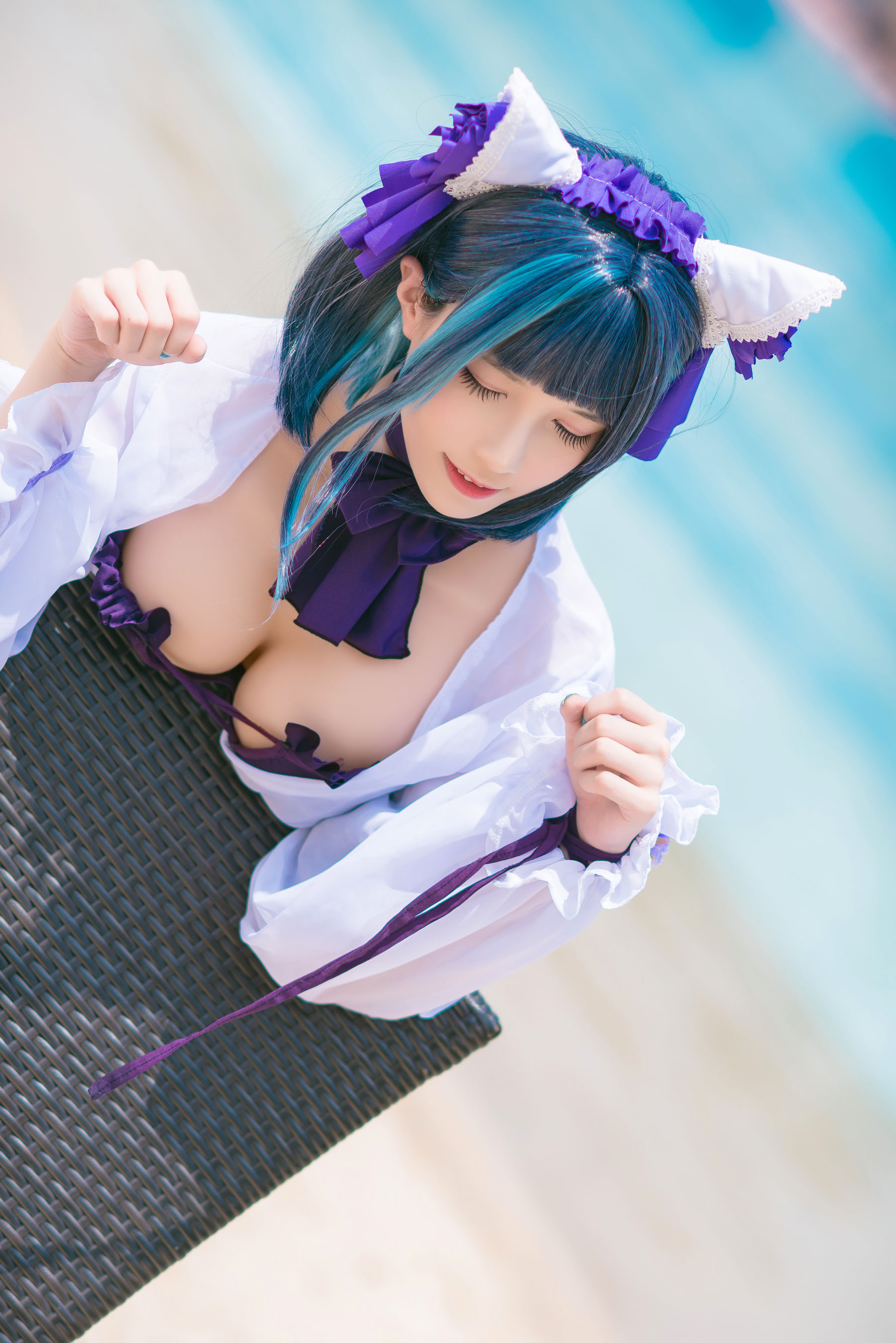 [福利COS] Tomoyo酱 - 碧蓝 柴郡泳装
