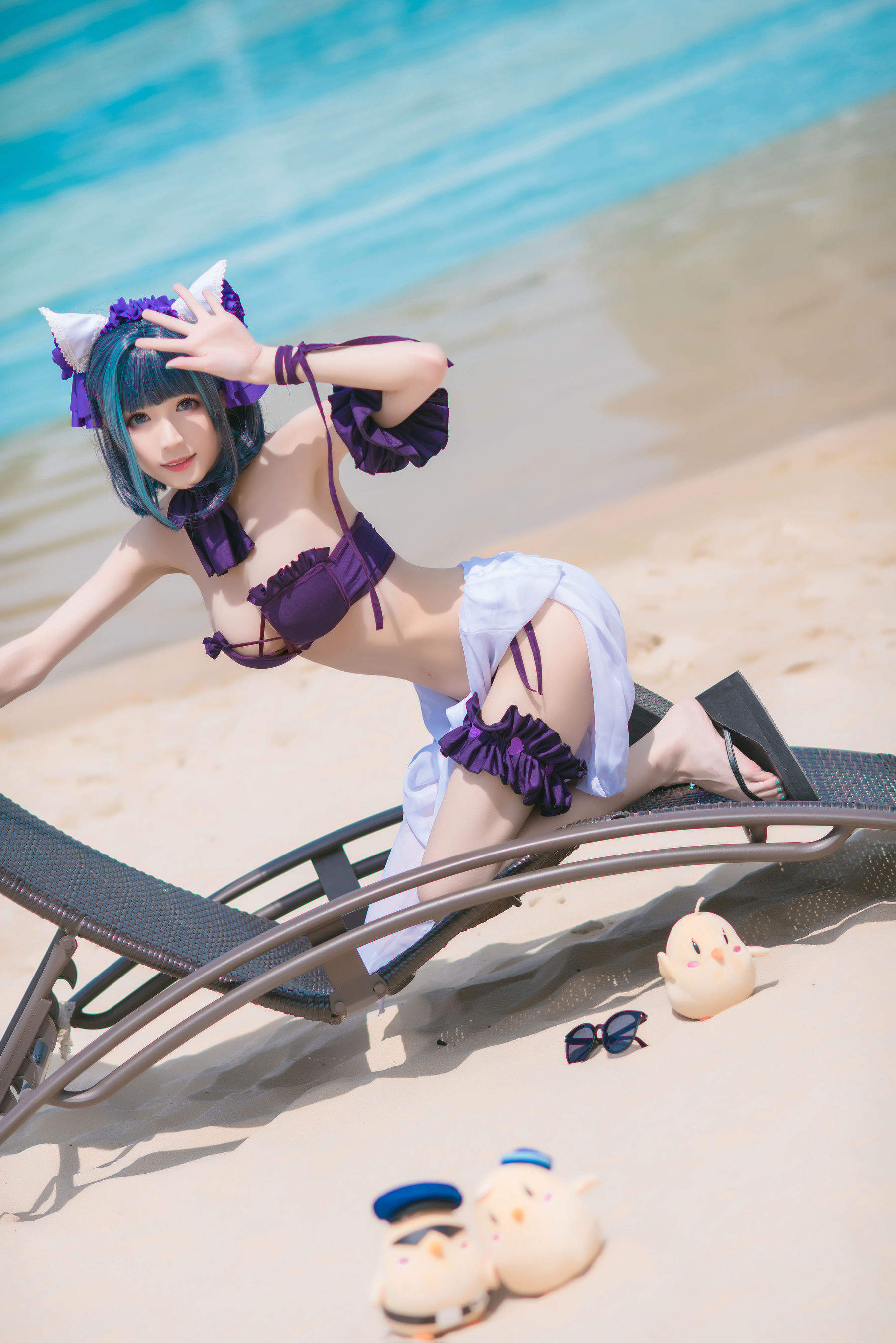 [福利COS] Tomoyo酱 - 碧蓝 柴郡泳装
