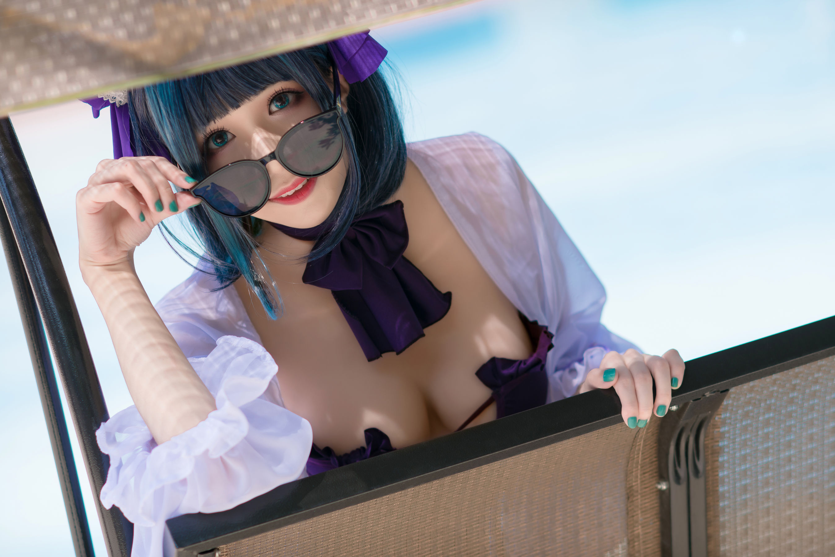 [福利COS] Tomoyo酱 - 碧蓝 柴郡泳装