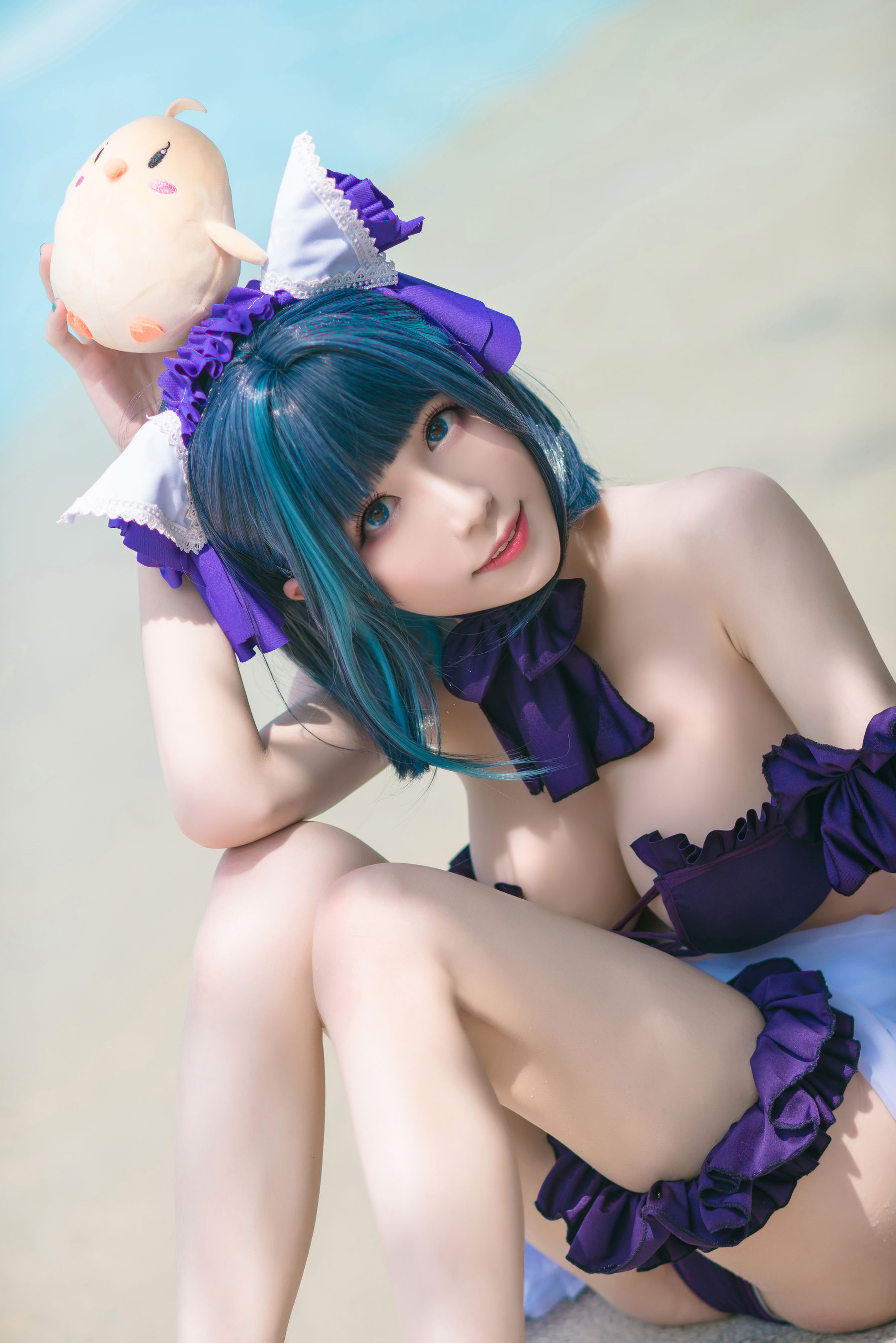[福利COS] Tomoyo酱 - 碧蓝 柴郡泳装