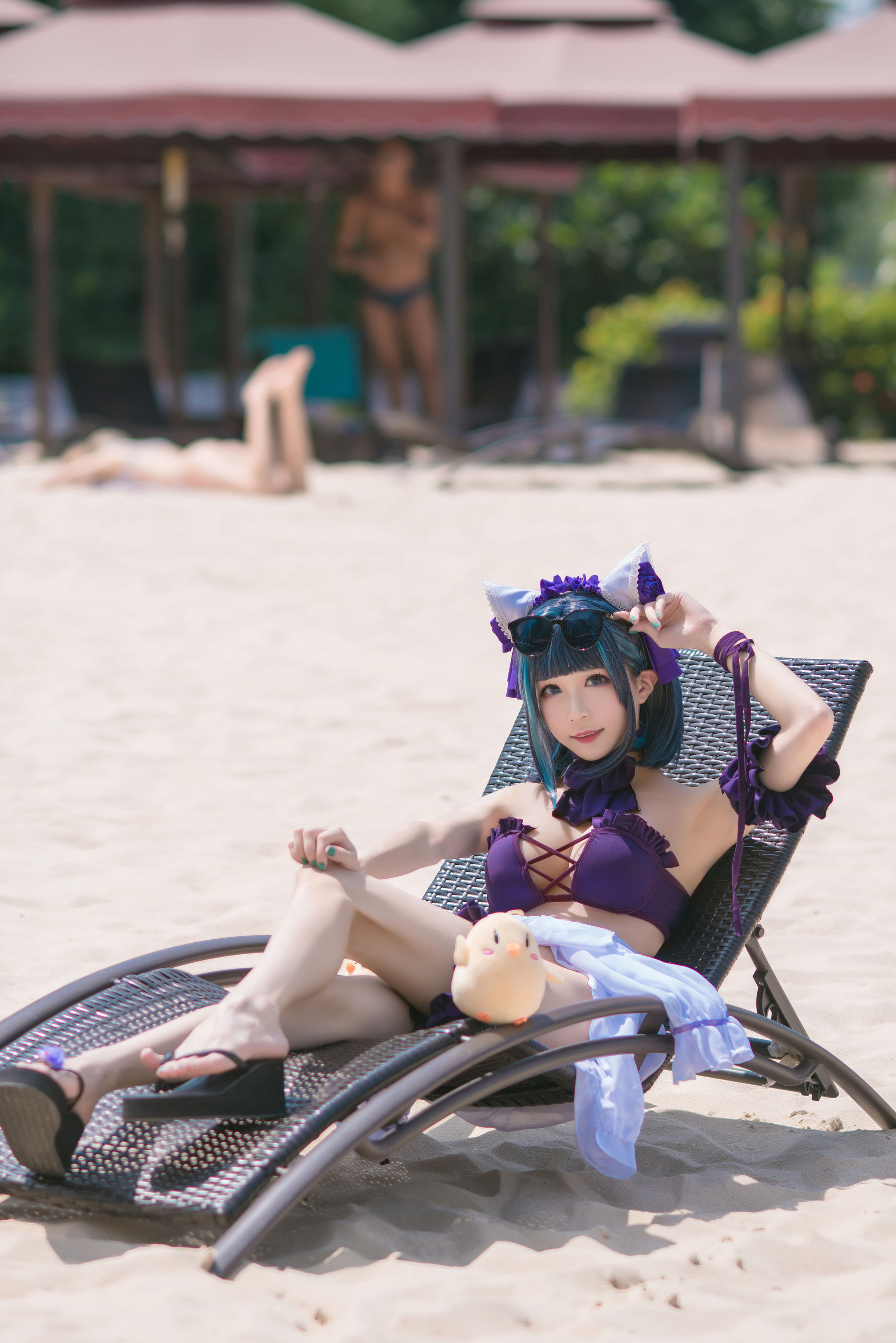 [福利COS] Tomoyo酱 - 碧蓝 柴郡泳装