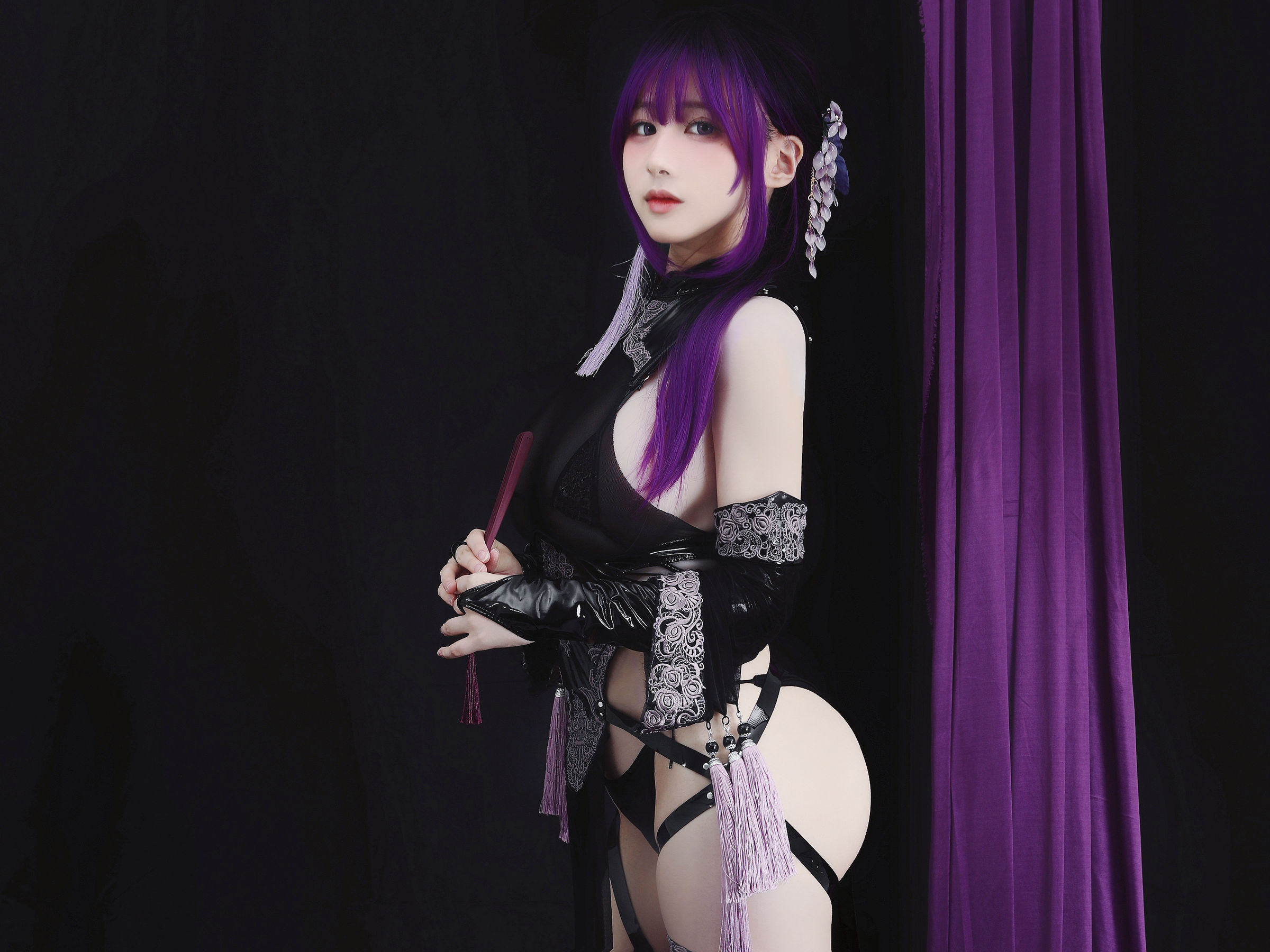 [福利COS] 幼愛youmeko - 紫流苏旗袍