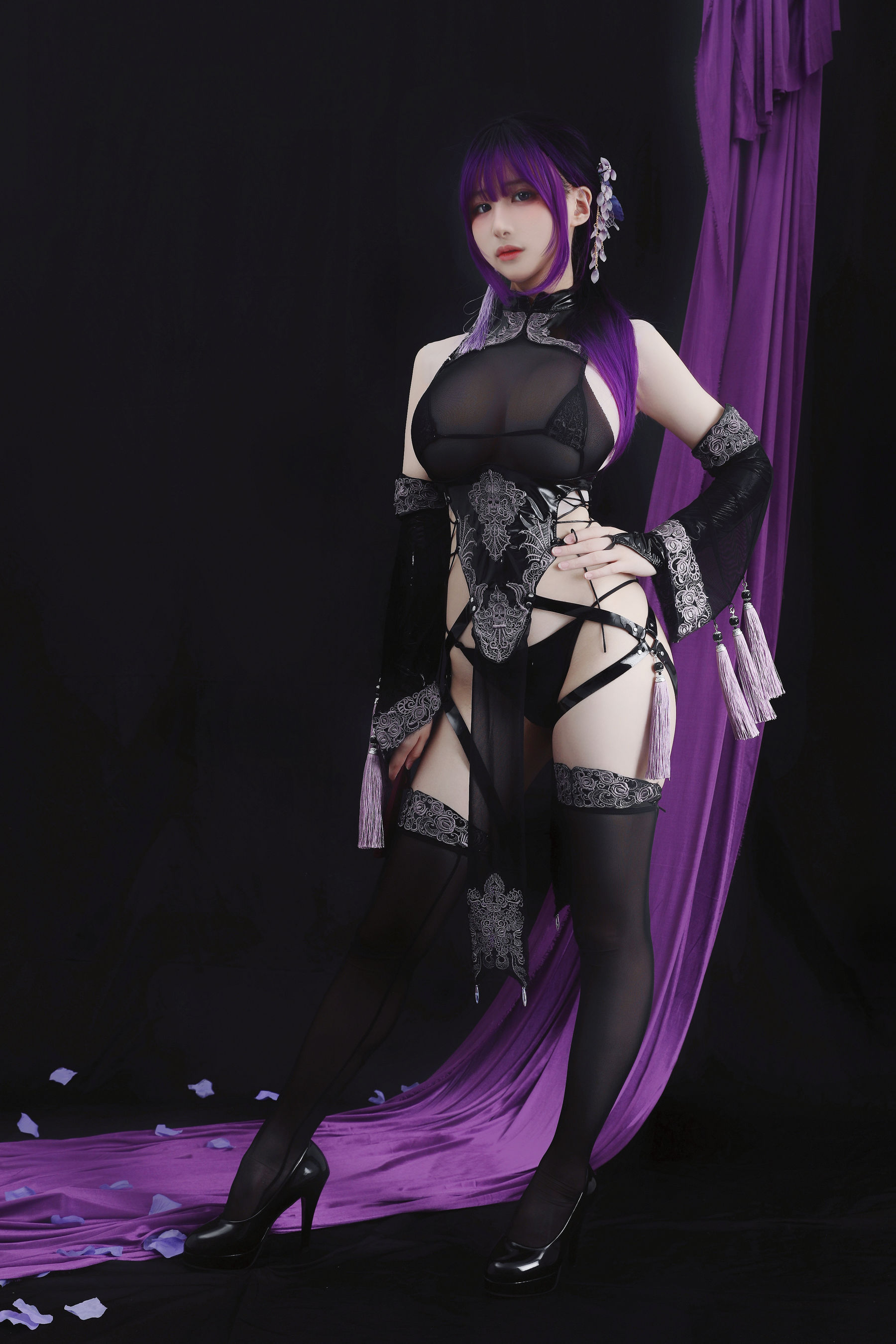 [福利COS] 幼愛youmeko - 紫流苏旗袍