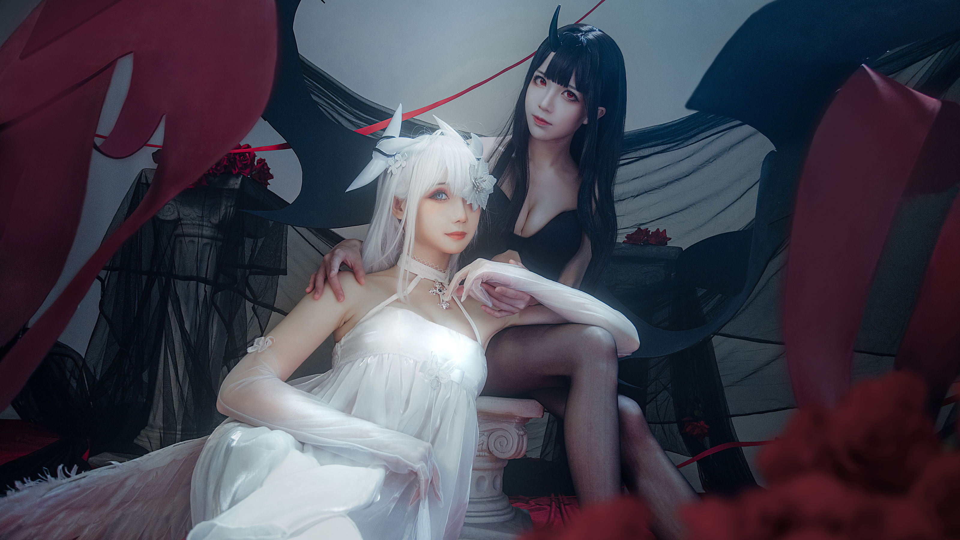 [福利COS] 焖焖碳&Tomoyo酱 - 碧蓝航线 埃姆登 双黑白夜之主
