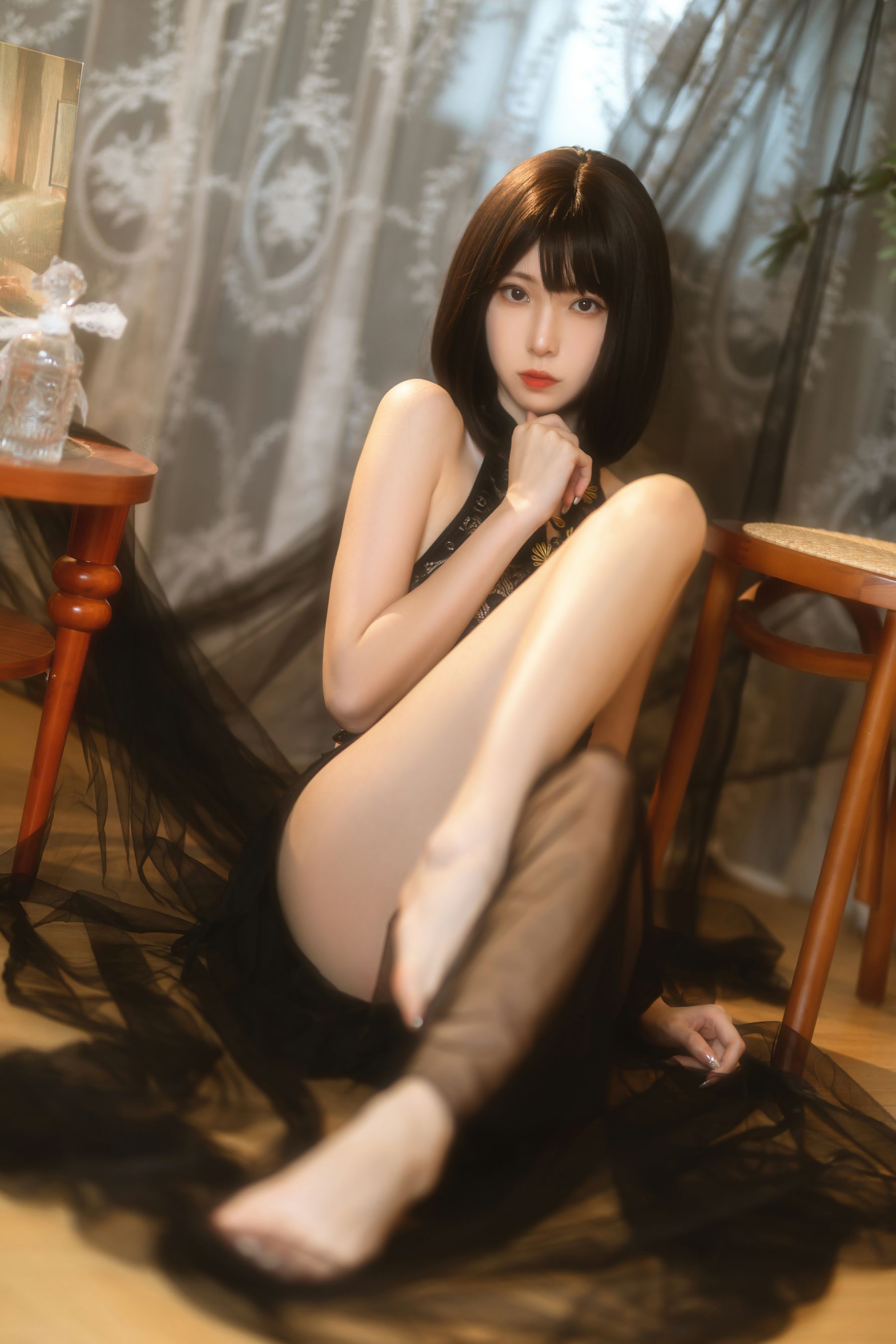 [福利COS] 许岚(叁月life) - 纯欲黑纱