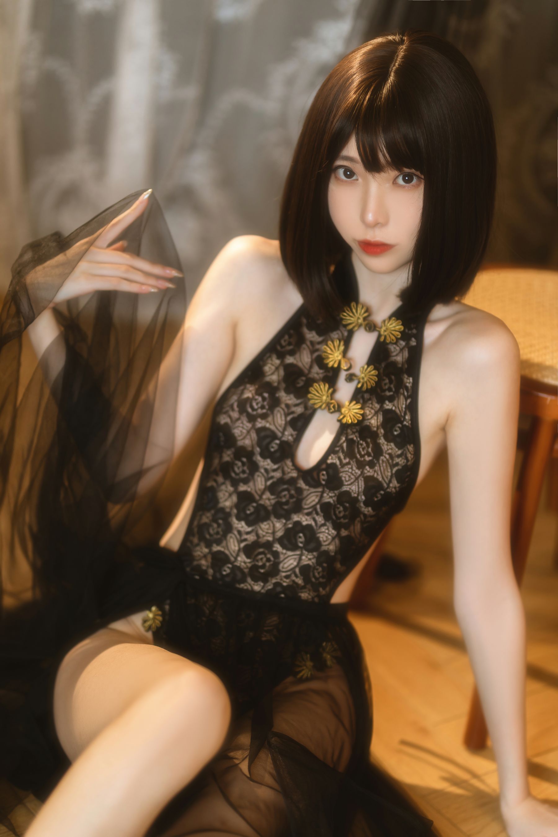 [福利COS] 许岚(叁月life) - 纯欲黑纱