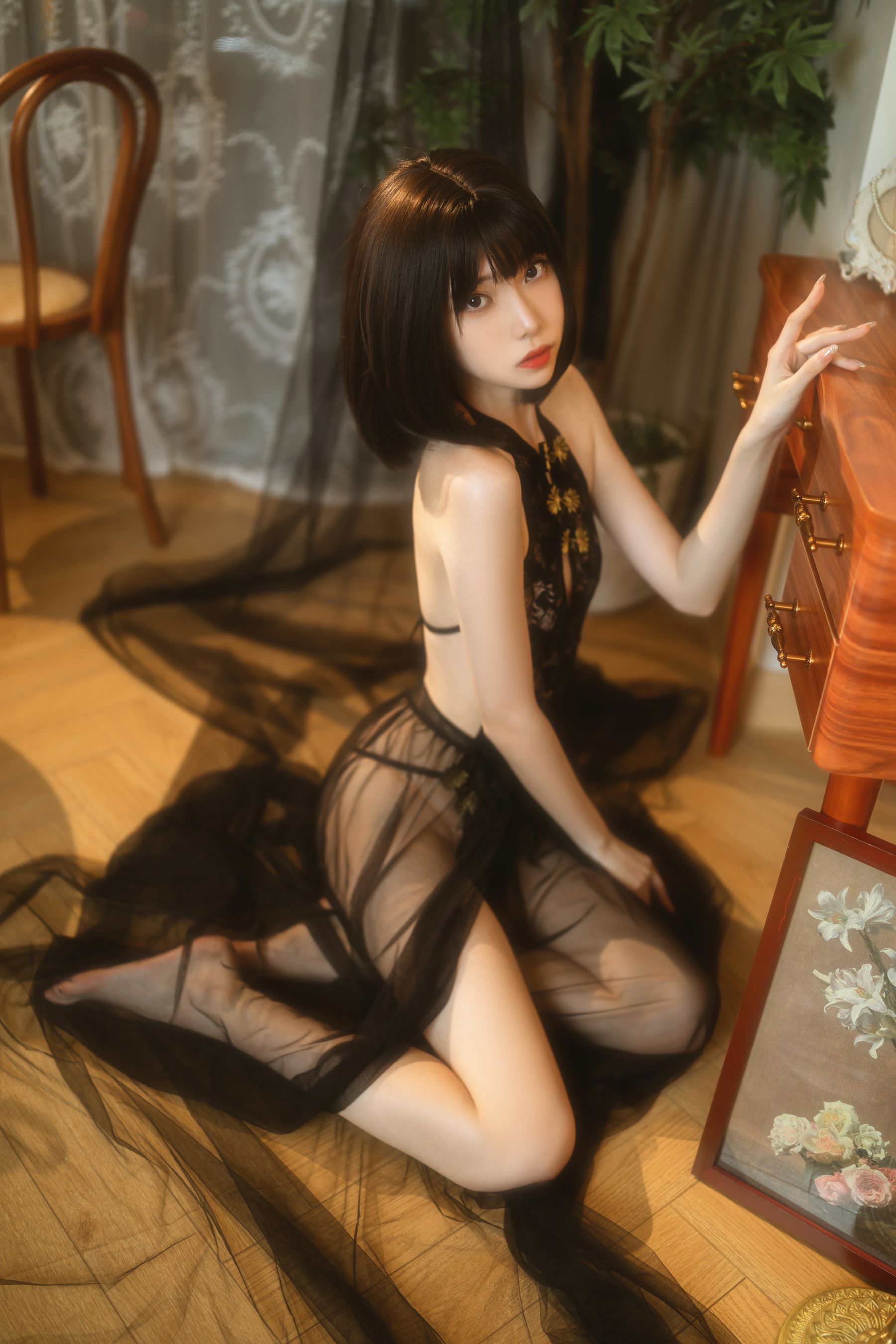 [福利COS] 许岚(叁月life) - 纯欲黑纱