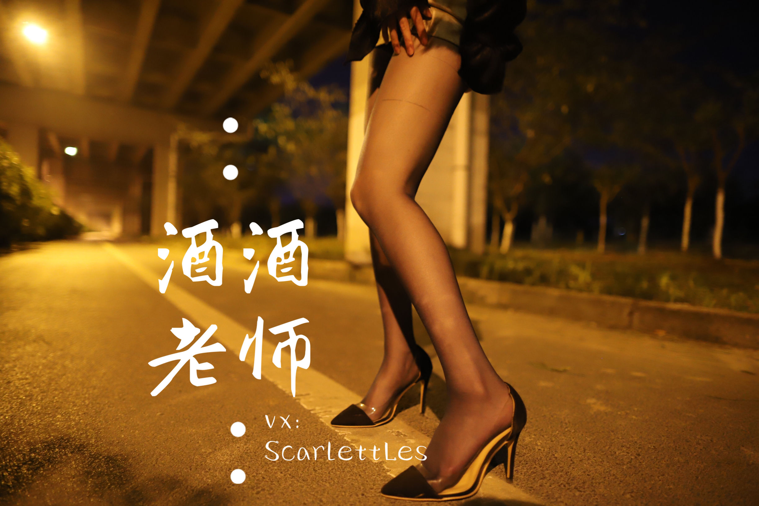 [福利COS] 酒酒老师 - 桥下的户外丝袜课堂