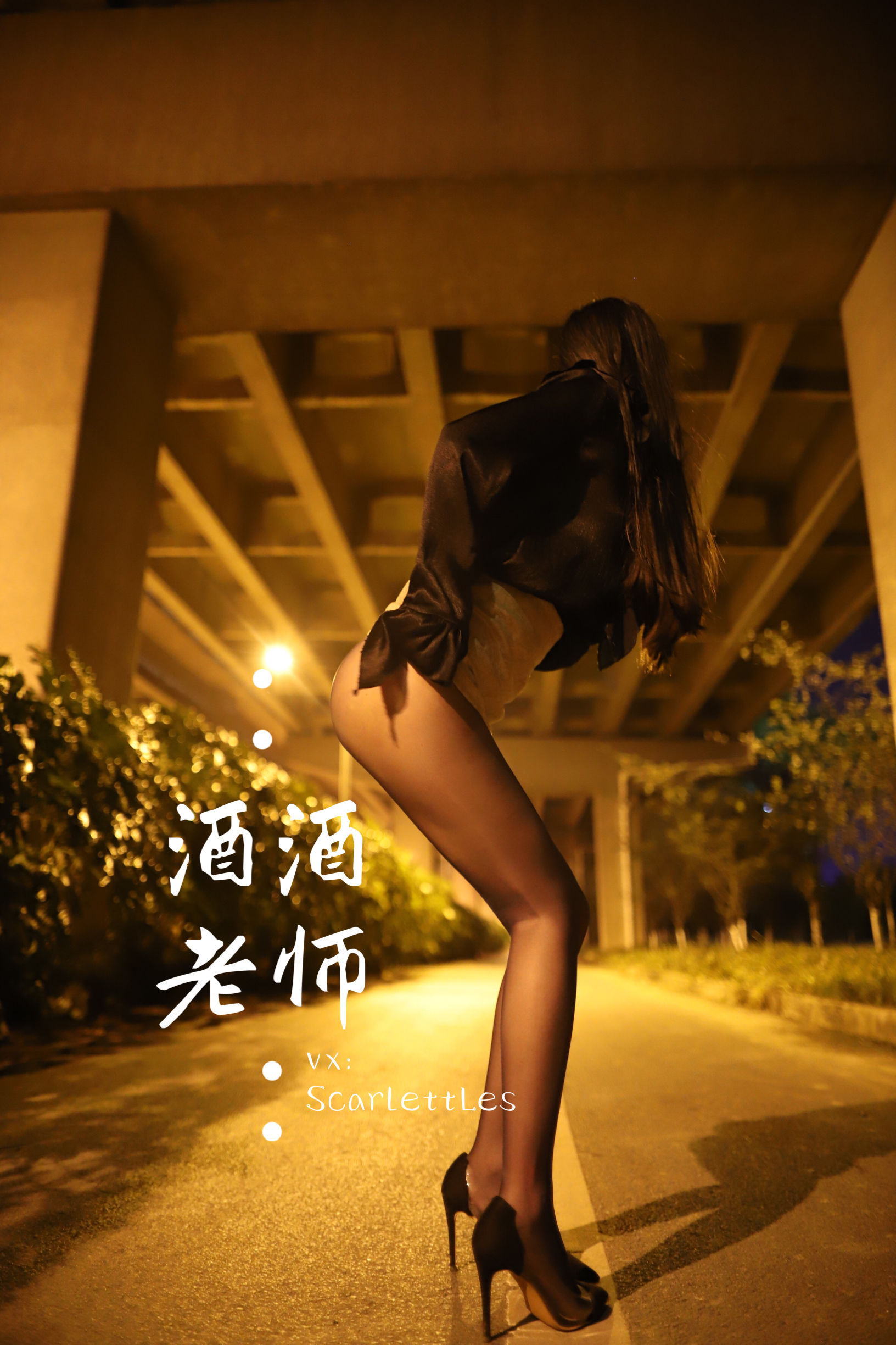 [福利COS] 酒酒老师 - 桥下的户外丝袜课堂