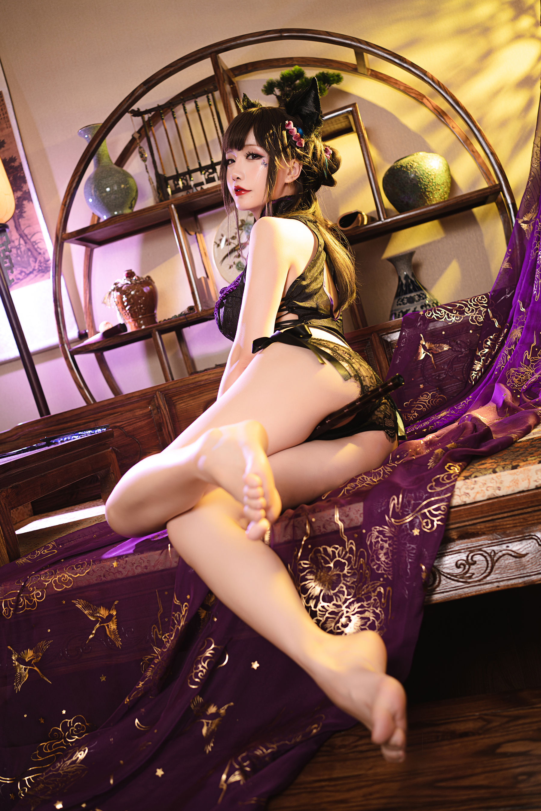 [福利COS] Coser小姐姐星之迟迟 - 蝴蝶旗袍