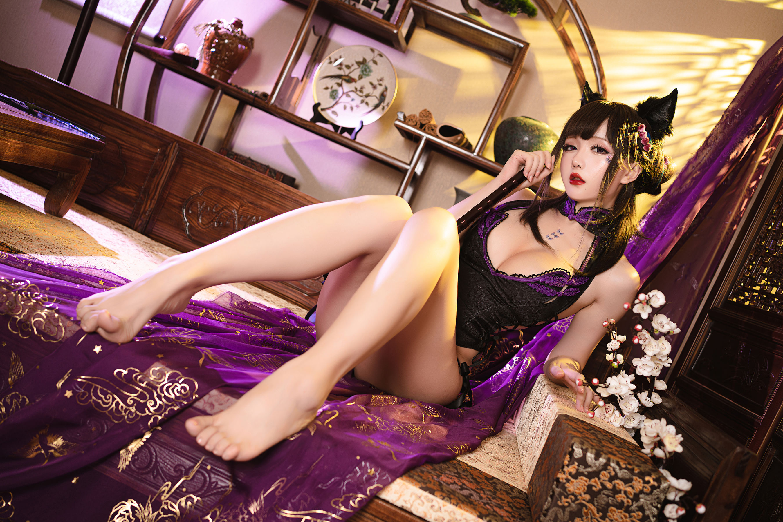 [福利COS] Coser小姐姐星之迟迟 - 蝴蝶旗袍