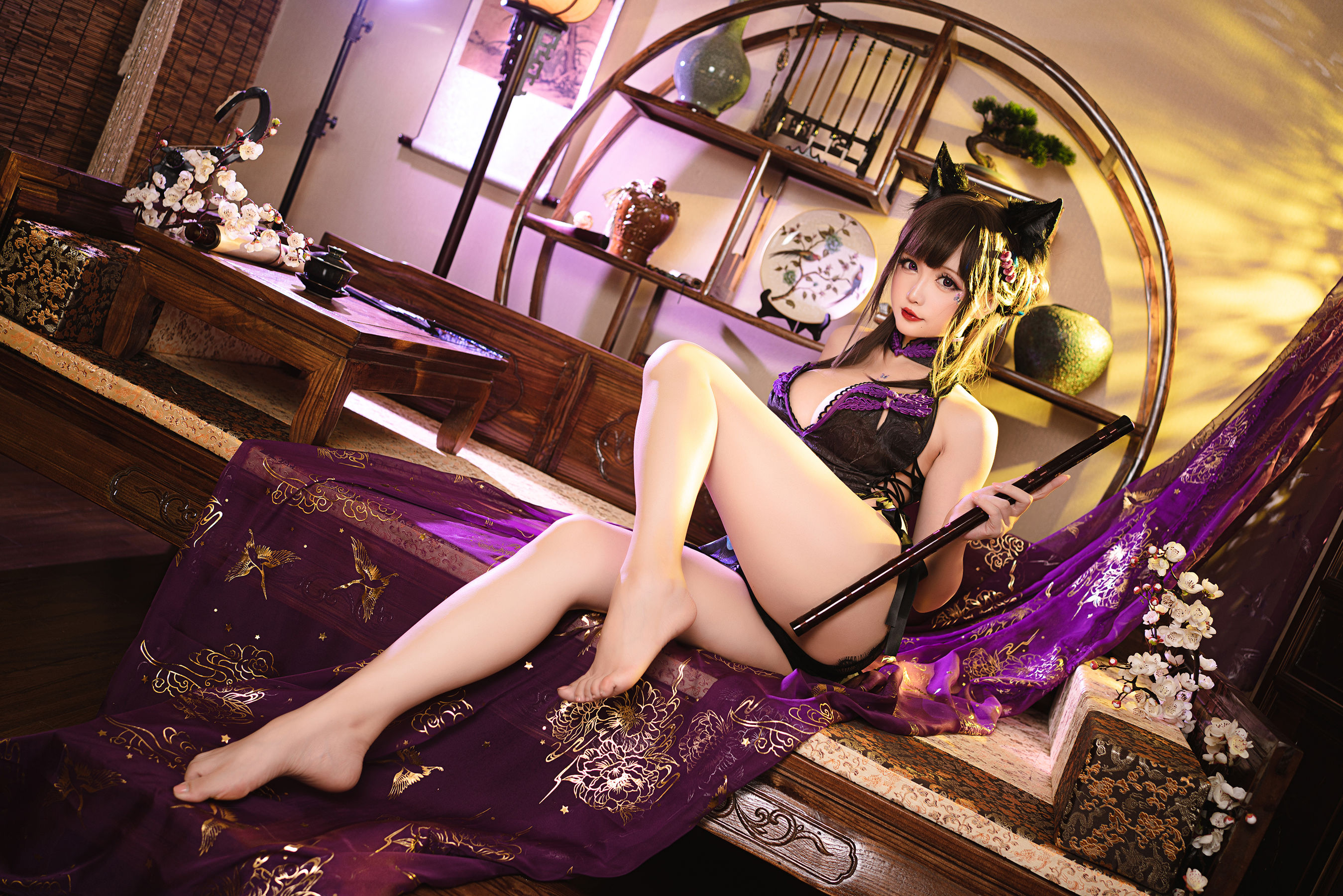[福利COS] Coser小姐姐星之迟迟 - 蝴蝶旗袍