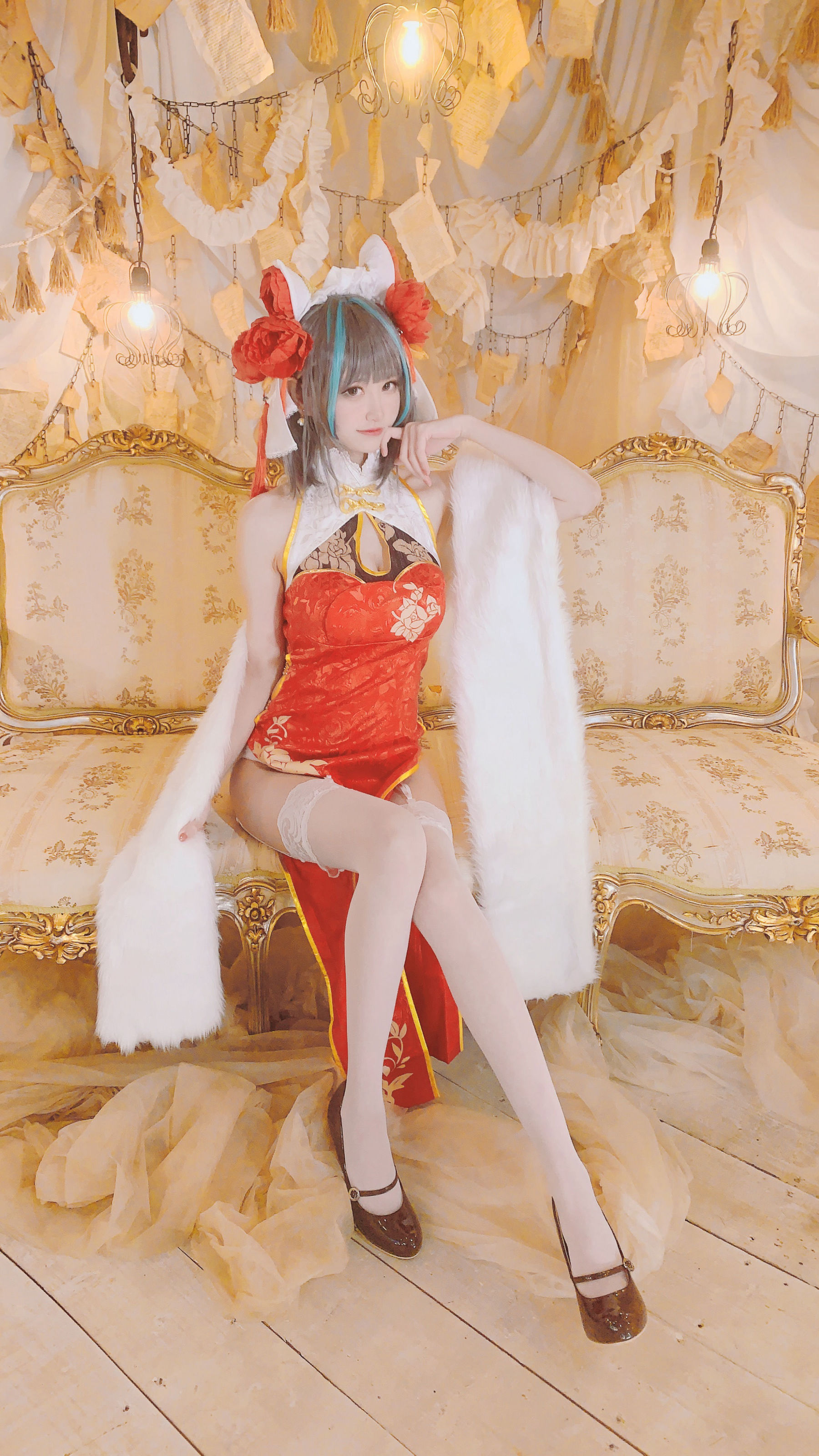 [福利COS] 千阳(ちよ) - 柴郡旗袍cos