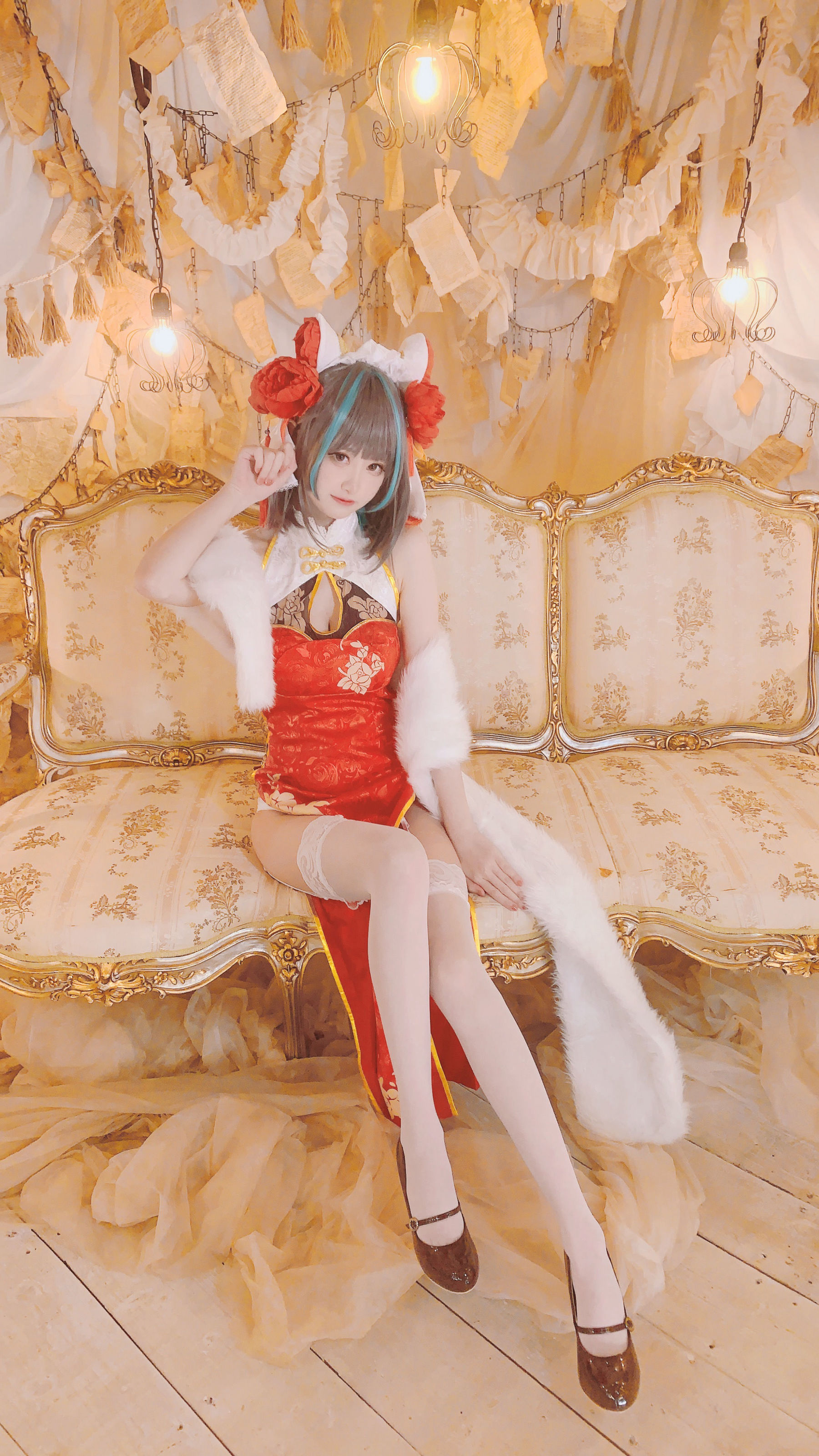 [福利COS] 千阳(ちよ) - 柴郡旗袍cos