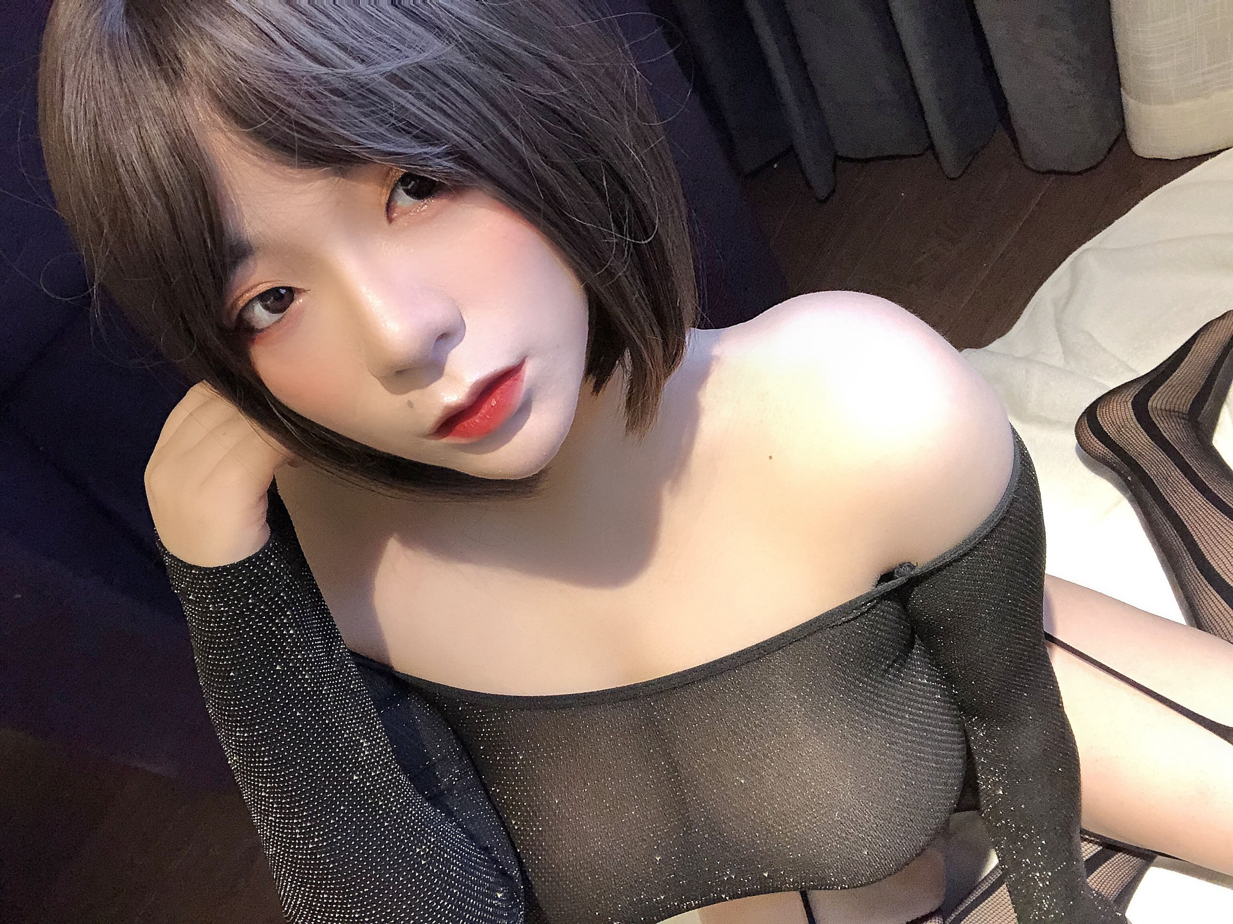 [福利COS] 奶兔biubiu - 黑色透肉