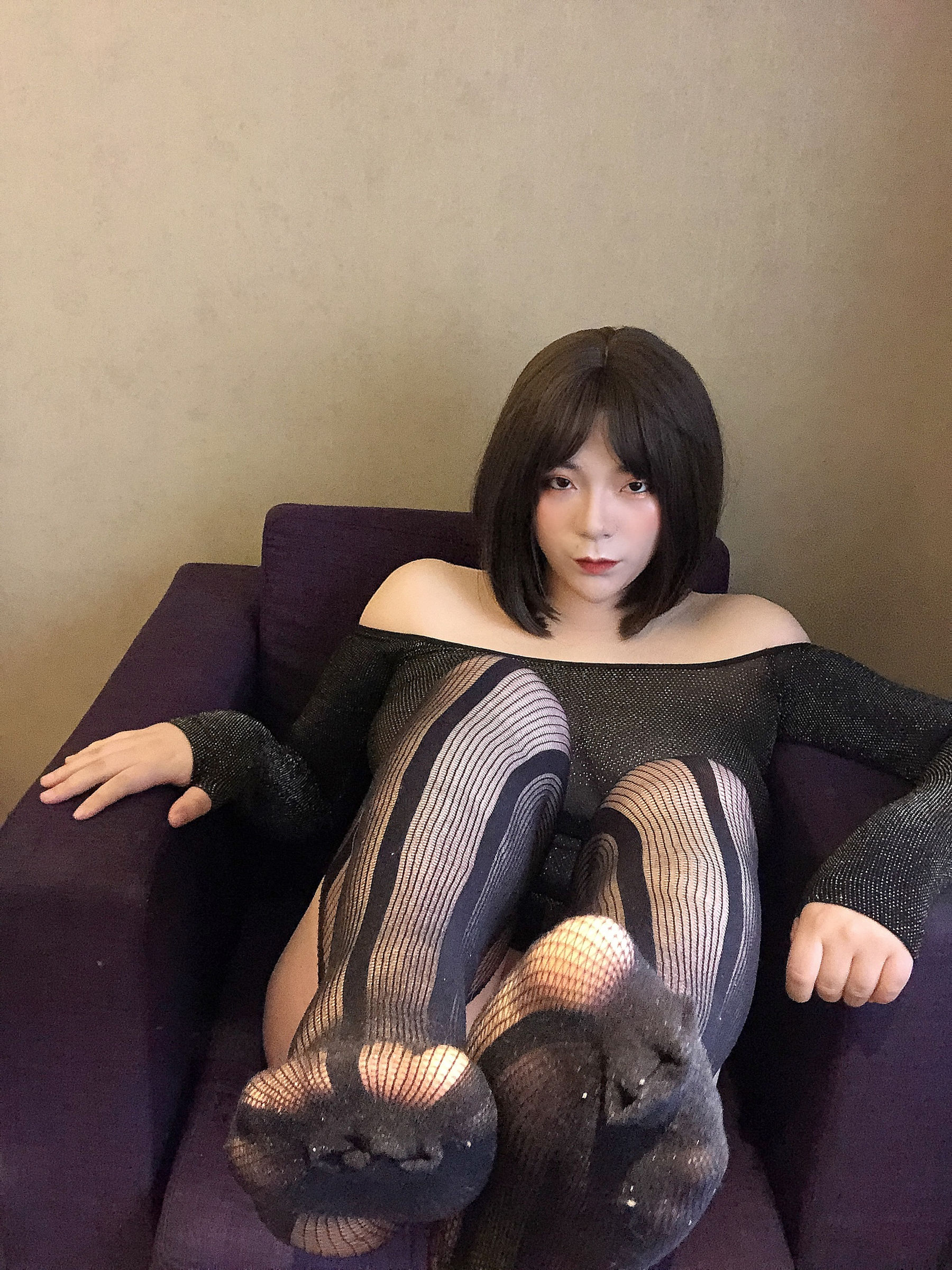 [福利COS] 奶兔biubiu - 黑色透肉