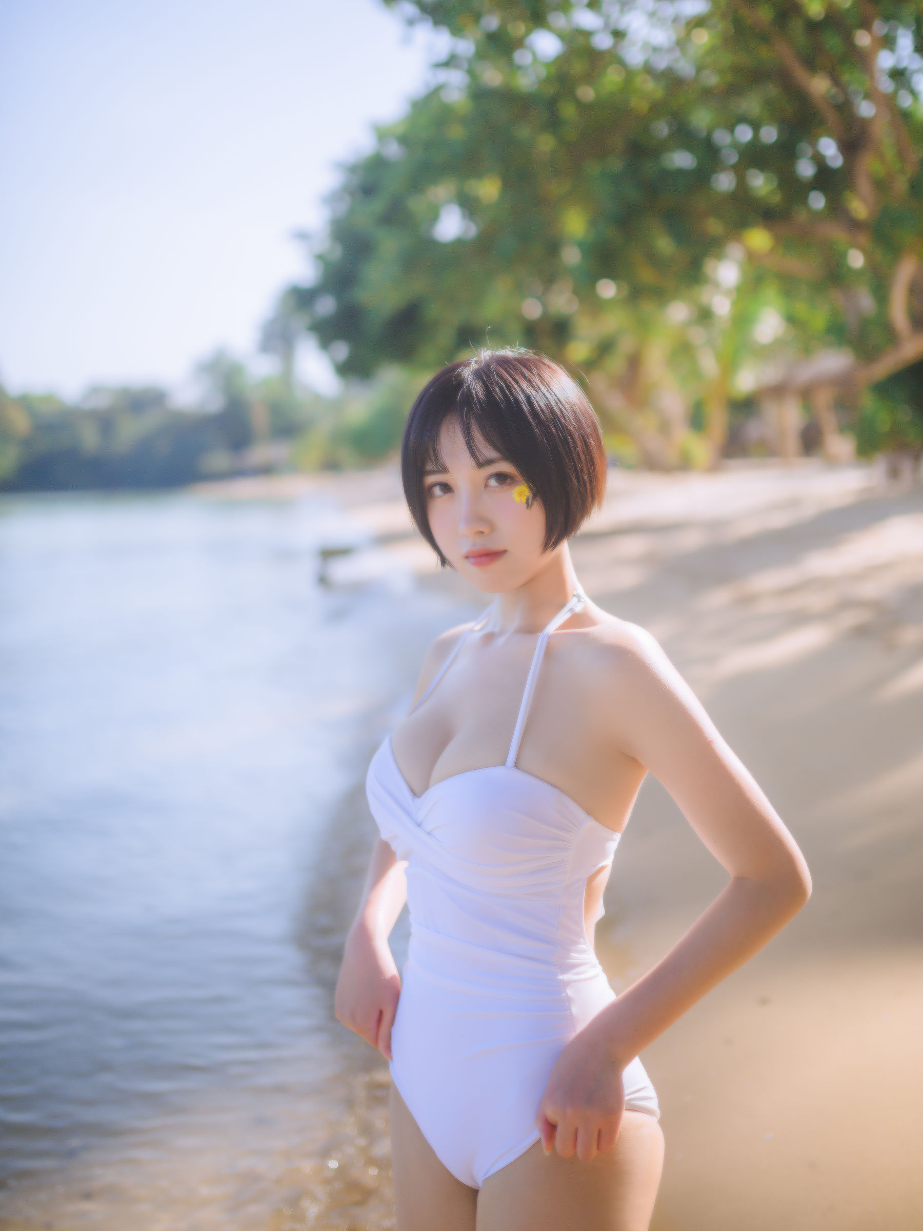 [福利COS] 次元少女念雪ww - 白色泳衣