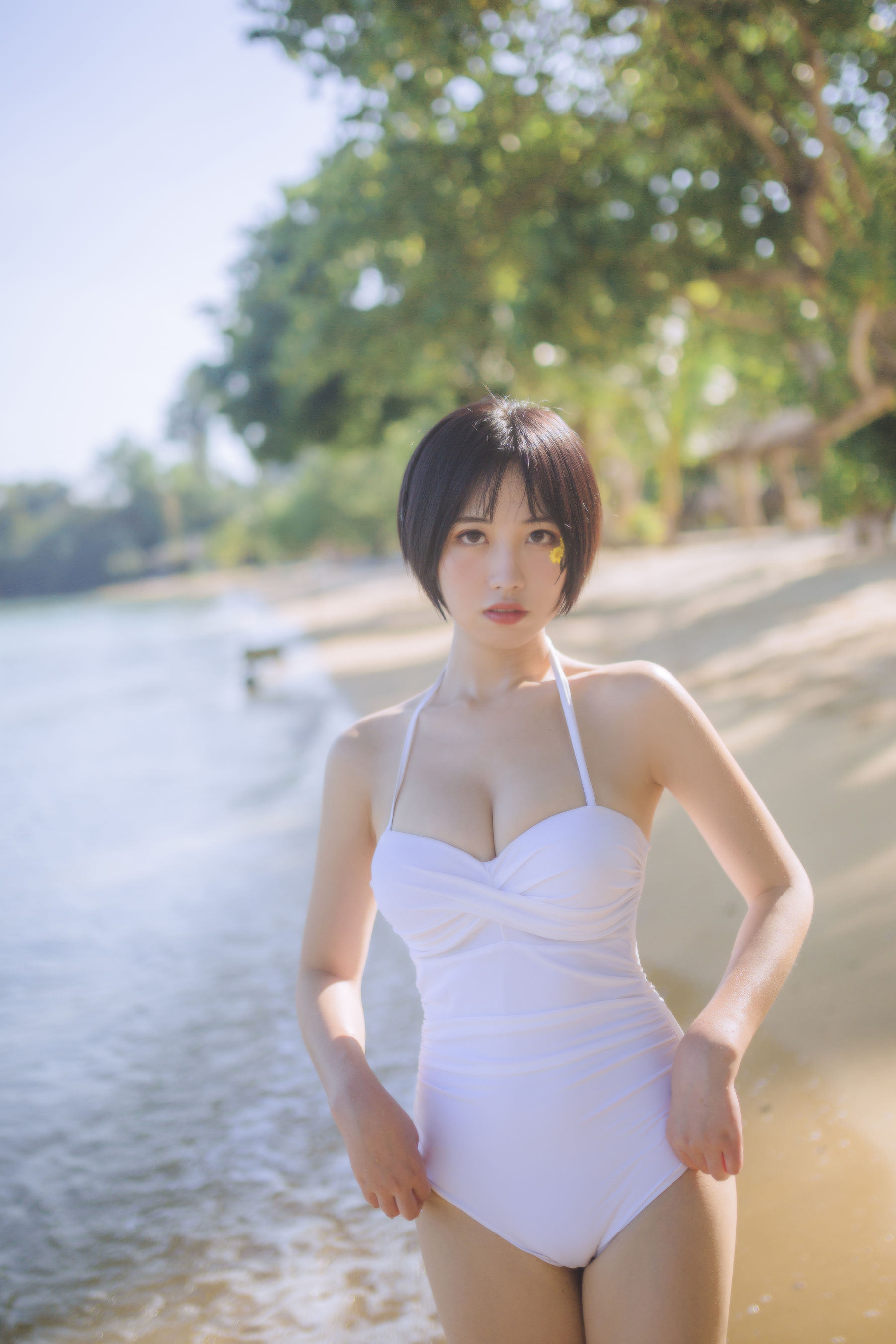 [福利COS] 次元少女念雪ww - 白色泳衣